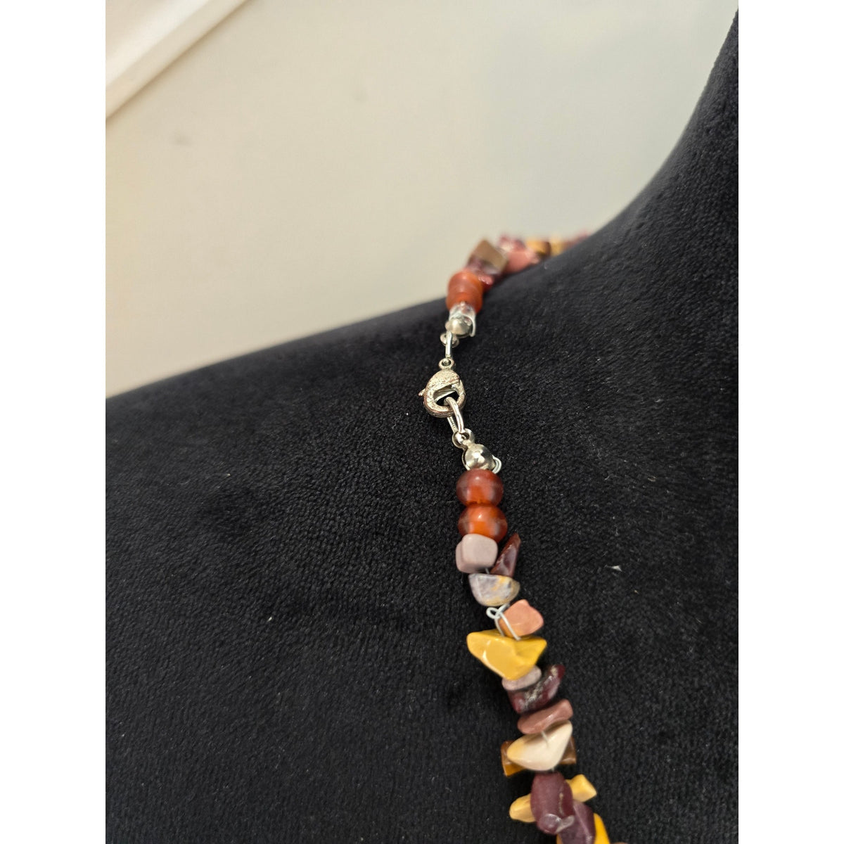 Multicolor Stone Chip Beaded Necklace Boho Statement Jewelry