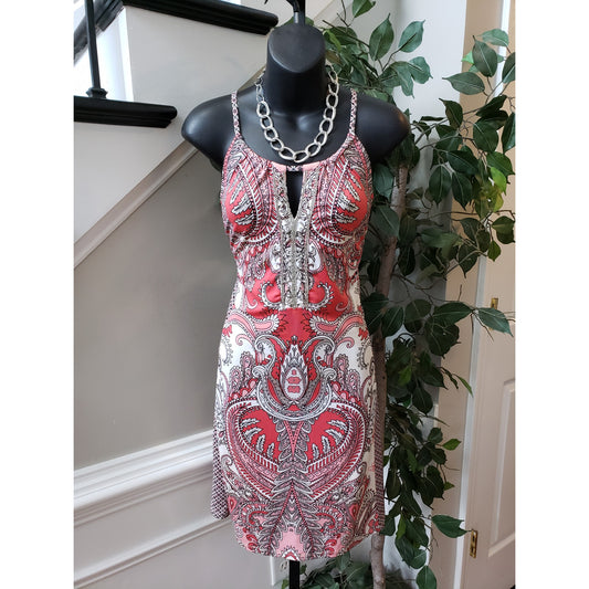INC International Concepts Sheath Dress Womens PL Multi Paisley Beaded Keyhole