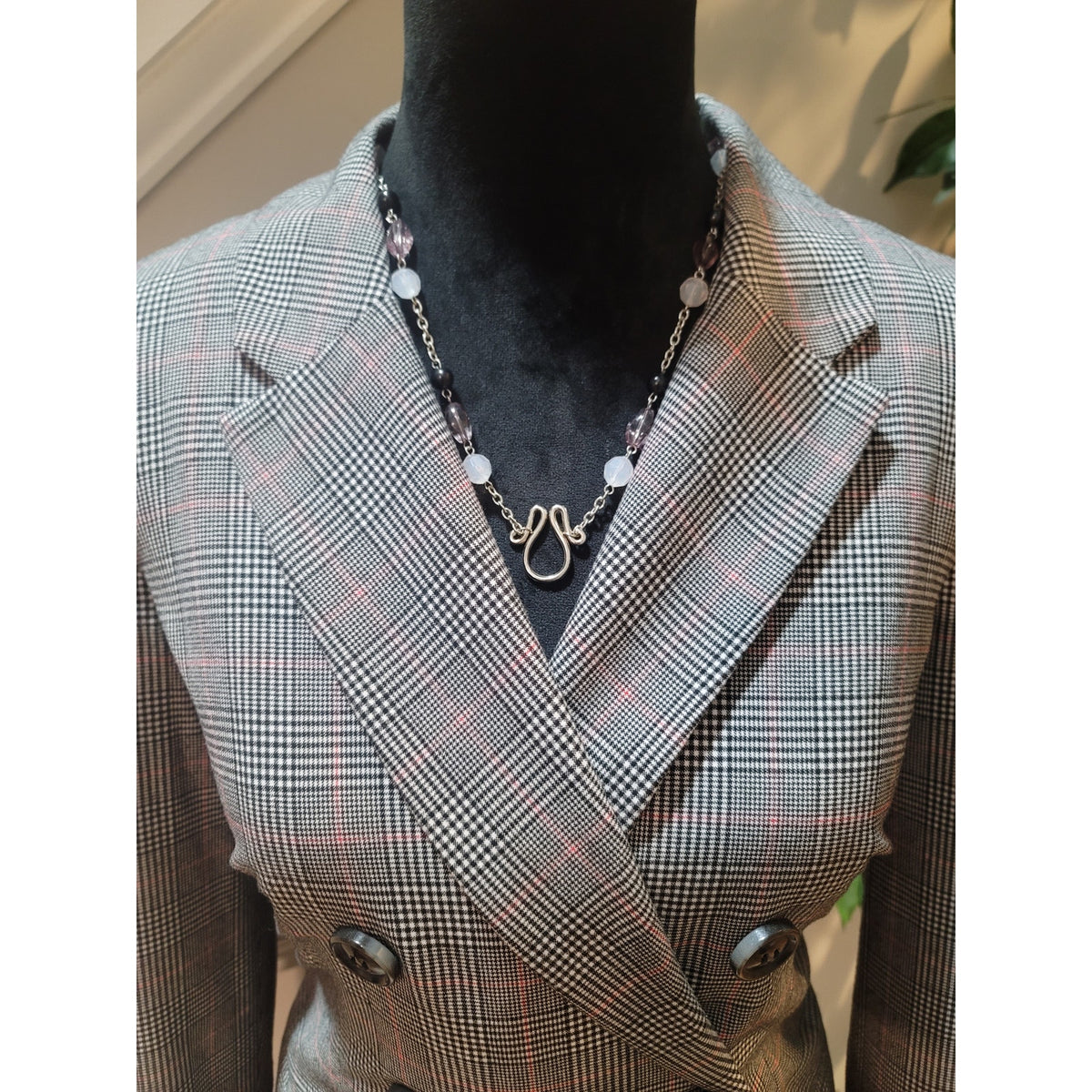 Guess Blazer Women Small Gray/Black Plaid Double Breasted Faux Pocket Lined