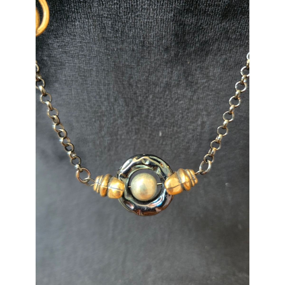 Chico's Women Long Layered Pendant Necklace Black Gold Beaded Statement Jewelry