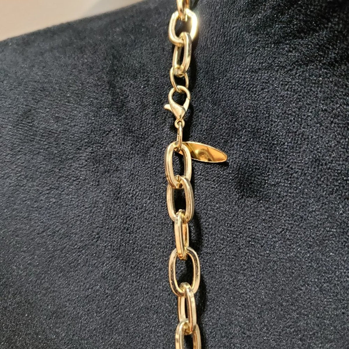 NY Womens Fashion Gold Round Link Long Collar Necklace with Lobster Clasp