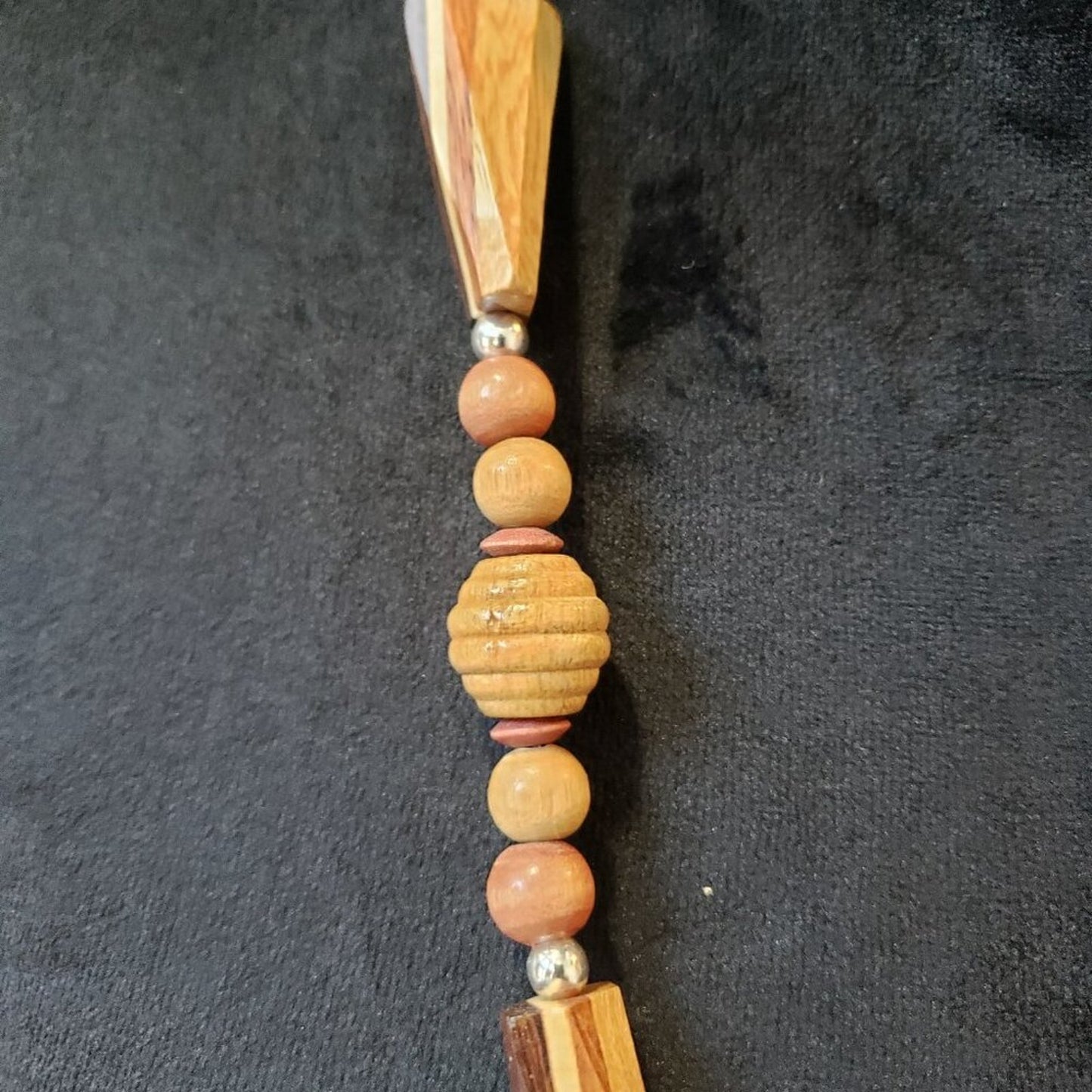 Womens Brown Wooden Beaded Beaded Necklace Jewelry with Spring Ring Clasp