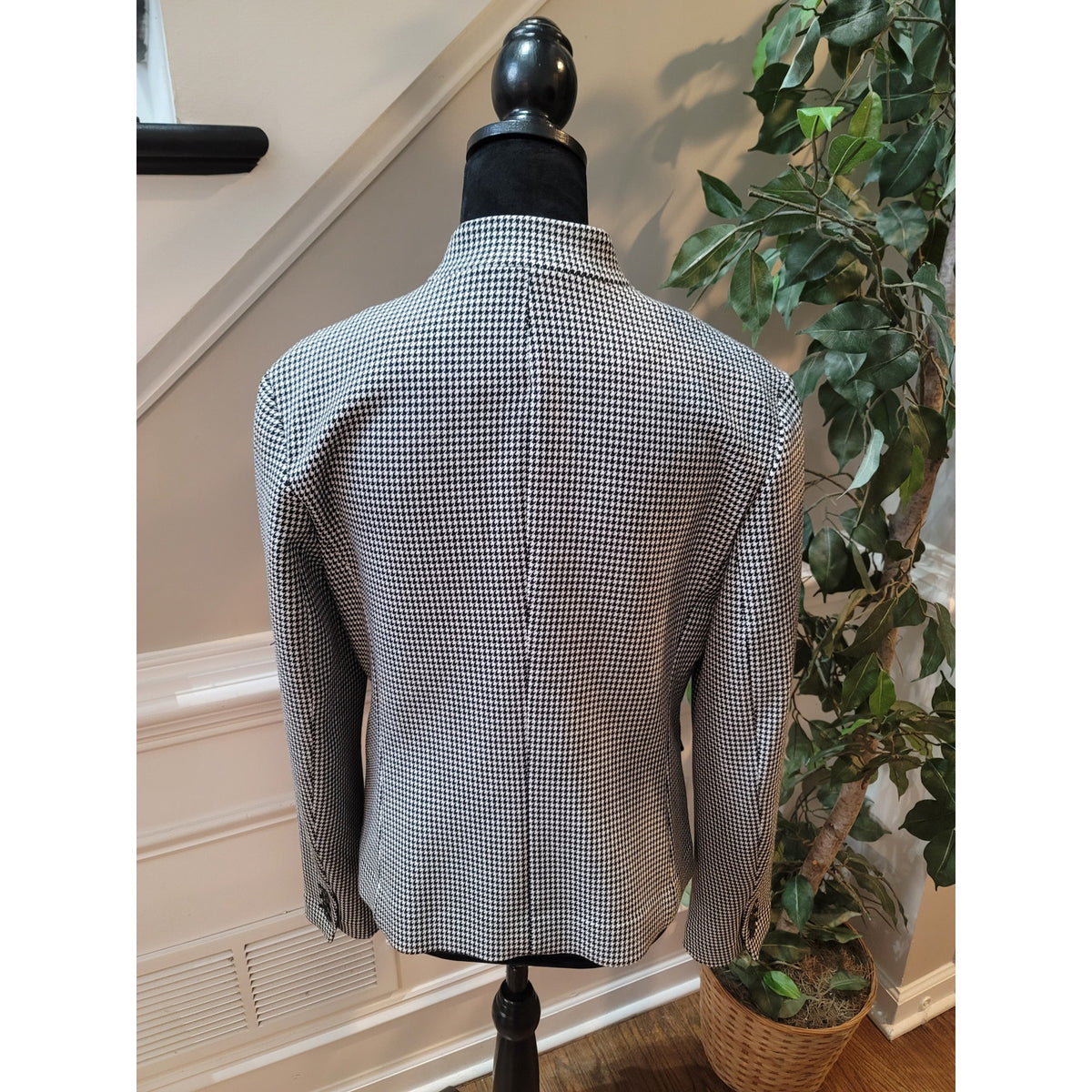 Banana Republic Blazer Jacket Women's Size 8 White/Black Houndstooth One Button