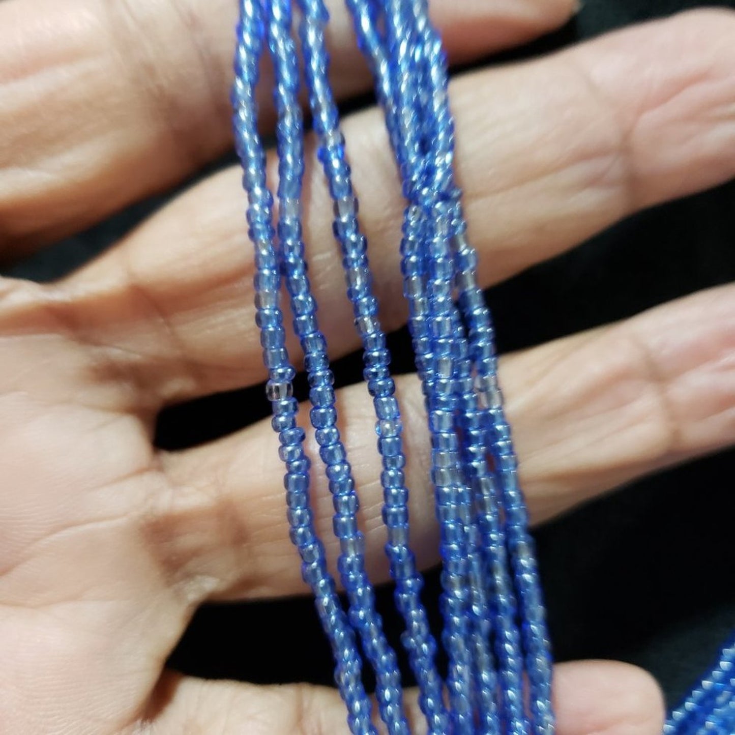 Womens Fashion Chunky Multi Strand Elegant Blue Seed Beaded Big Pendant Necklace