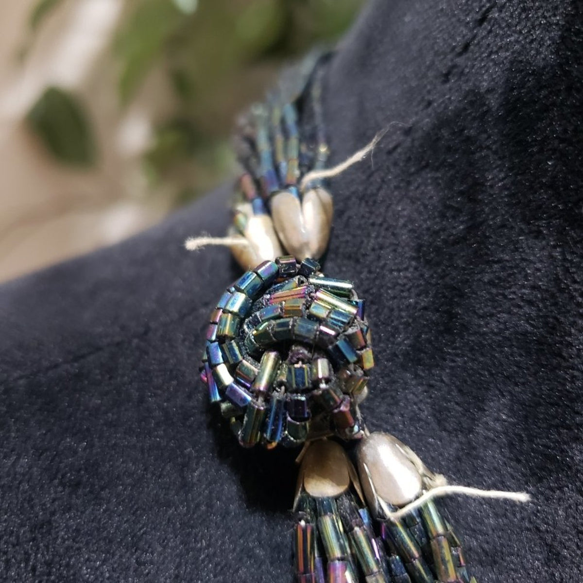 Womens Bohemian Style Multilayered Artificial Glass Beaded Choker Necklace