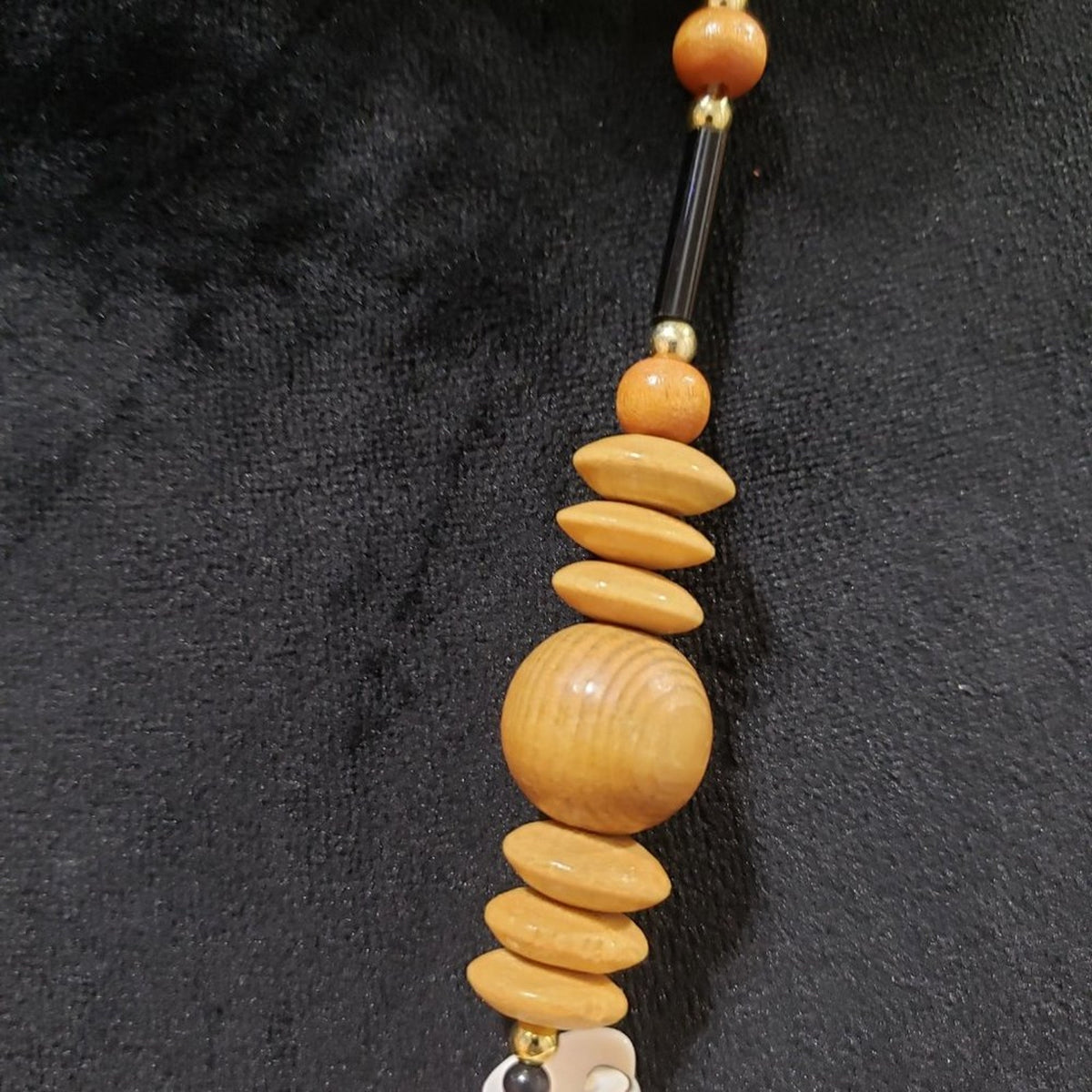 Womens Fashion Minimal Boho Chic Bakelite Beaded Long Necklace w/ Lobster Clasp