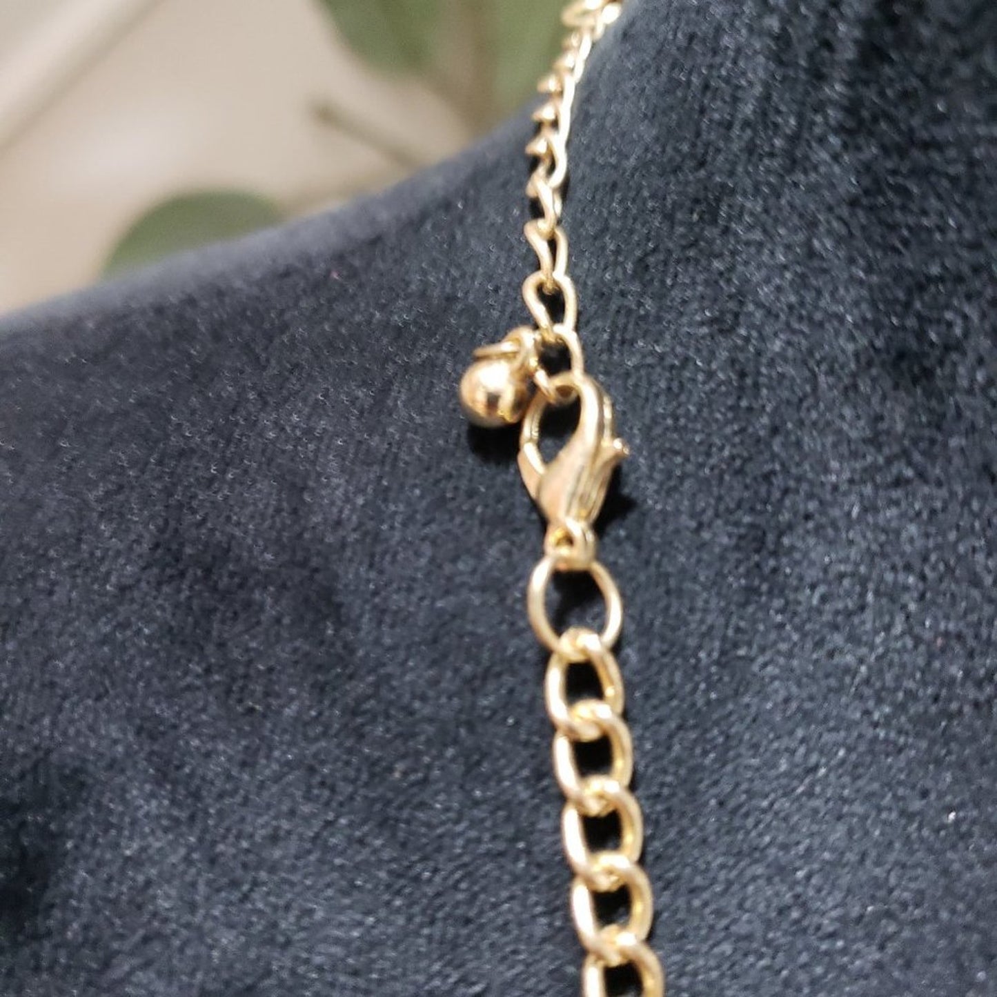 Women's Black & Gold Chain Teardrop Beaded Stylish Statement Fashion Necklace