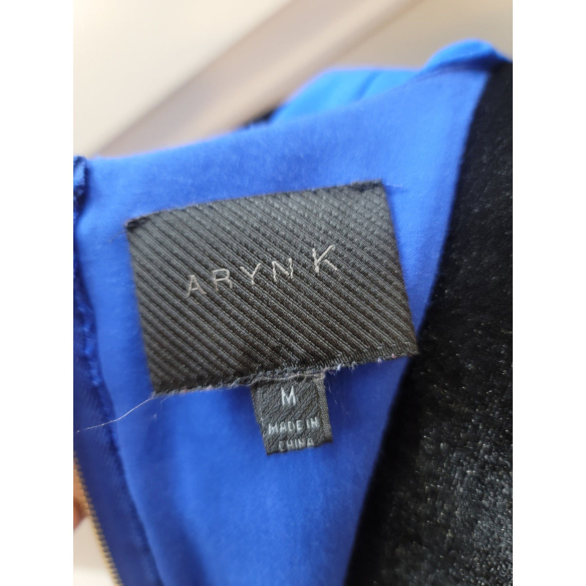 Aryn K Sleeveless Dress Women Medium Blue Fit Flare Ruffle Hem Cocktail Party