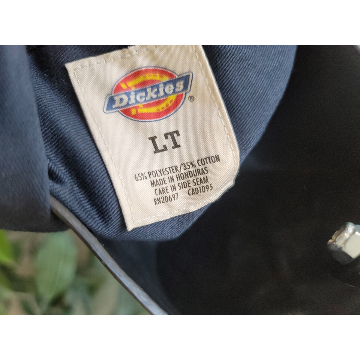 Dickies Long Sleeve Work Shirt Men's Size Large Tall Navy Blue Polyester Blend
