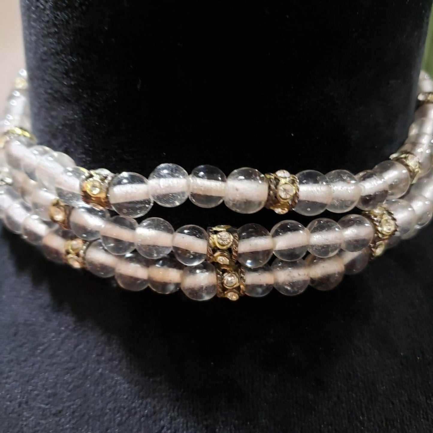 Womens Fashion Glass Round Beaded Statement Bib Necklace with Lobster Clasp