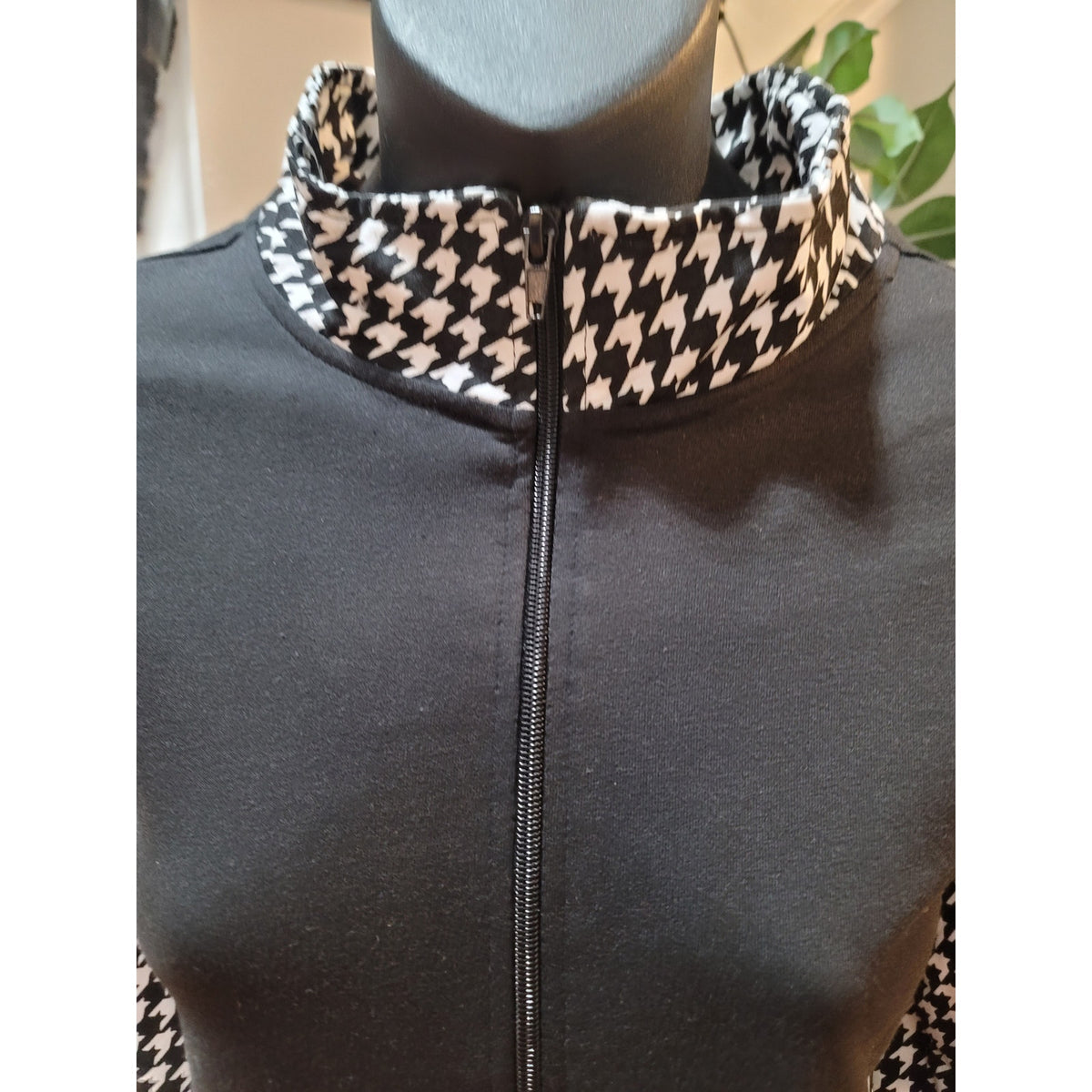 Anthony Richards tracksuit Set Womens Medium Black/White Houndstooth Full Zipper