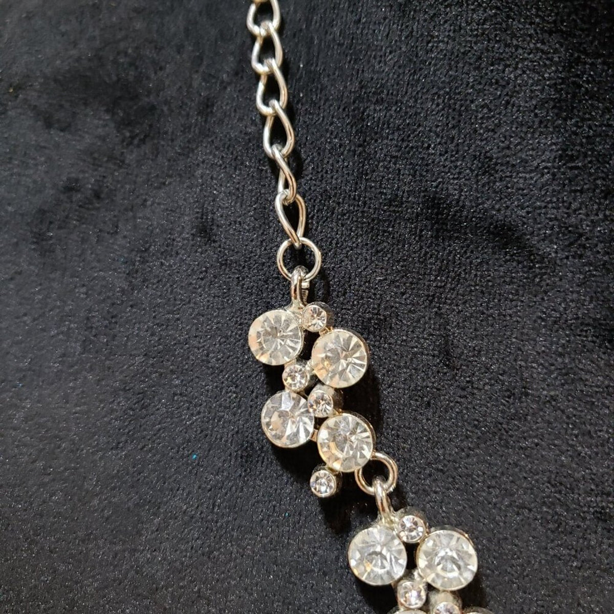 Womens Clear White Crystle Beaded Link Chain Necklace with Lobster Clasp
