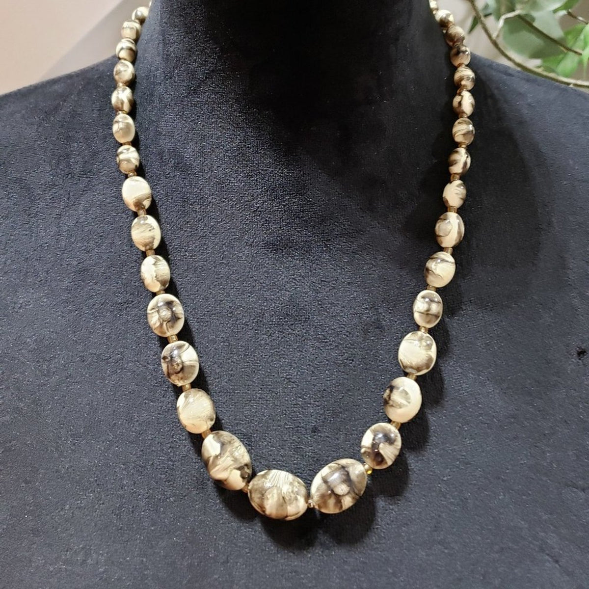Womens Fashion Round Bead Bronze Tone Crystals Collar Necklace w/ Lobster Clasp