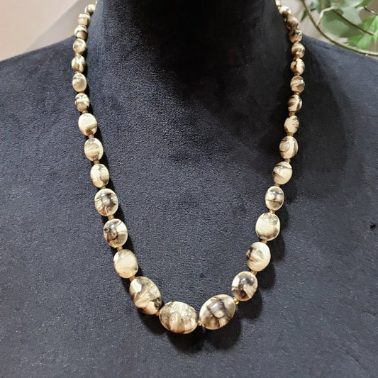 Womens Fashion Round Bead Bronze Tone Crystals Collar Necklace w/ Lobster Clasp