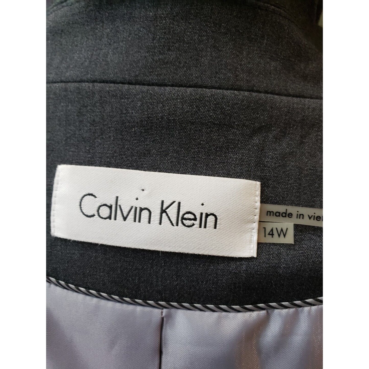 Calvin Klein Women Gray Vented Single Breasted Two Button Blazer Jacket Size 14W