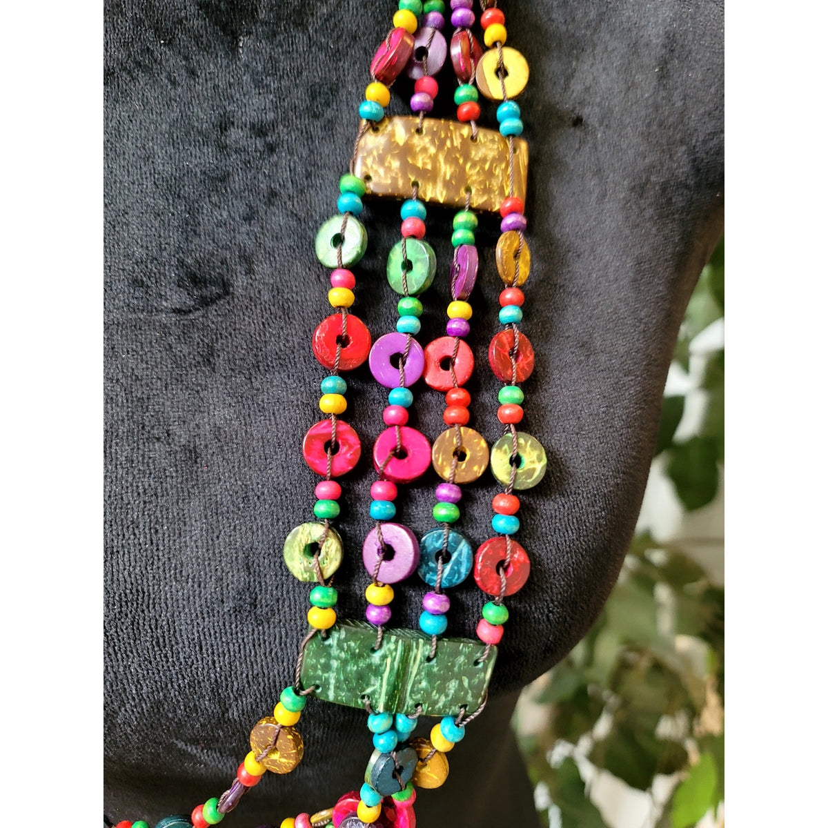 Multicolor Beaded Boho Statement Necklace Long Layered Tribal Festival Jewelry