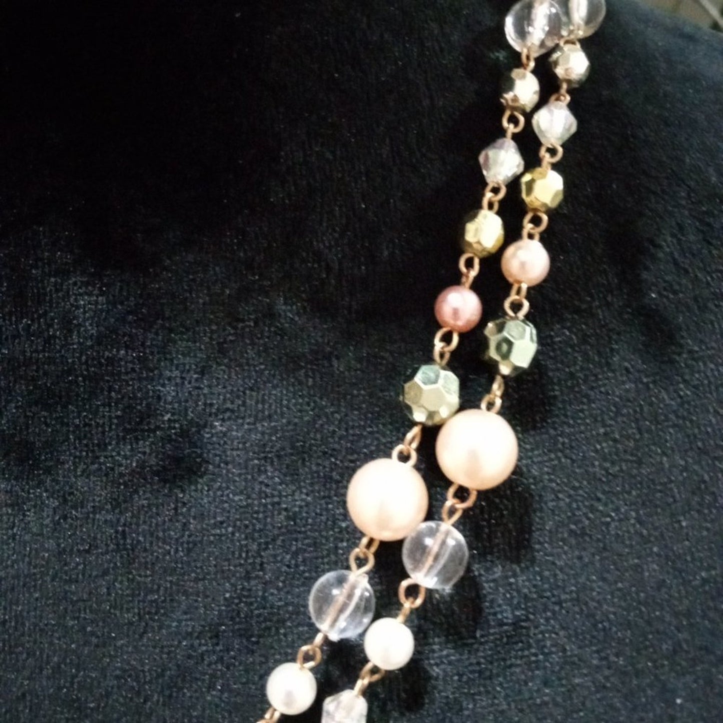 Womens Fashion Chunky Double Strand Multicolor Beaded Necklace w/ Lobster Clasp
