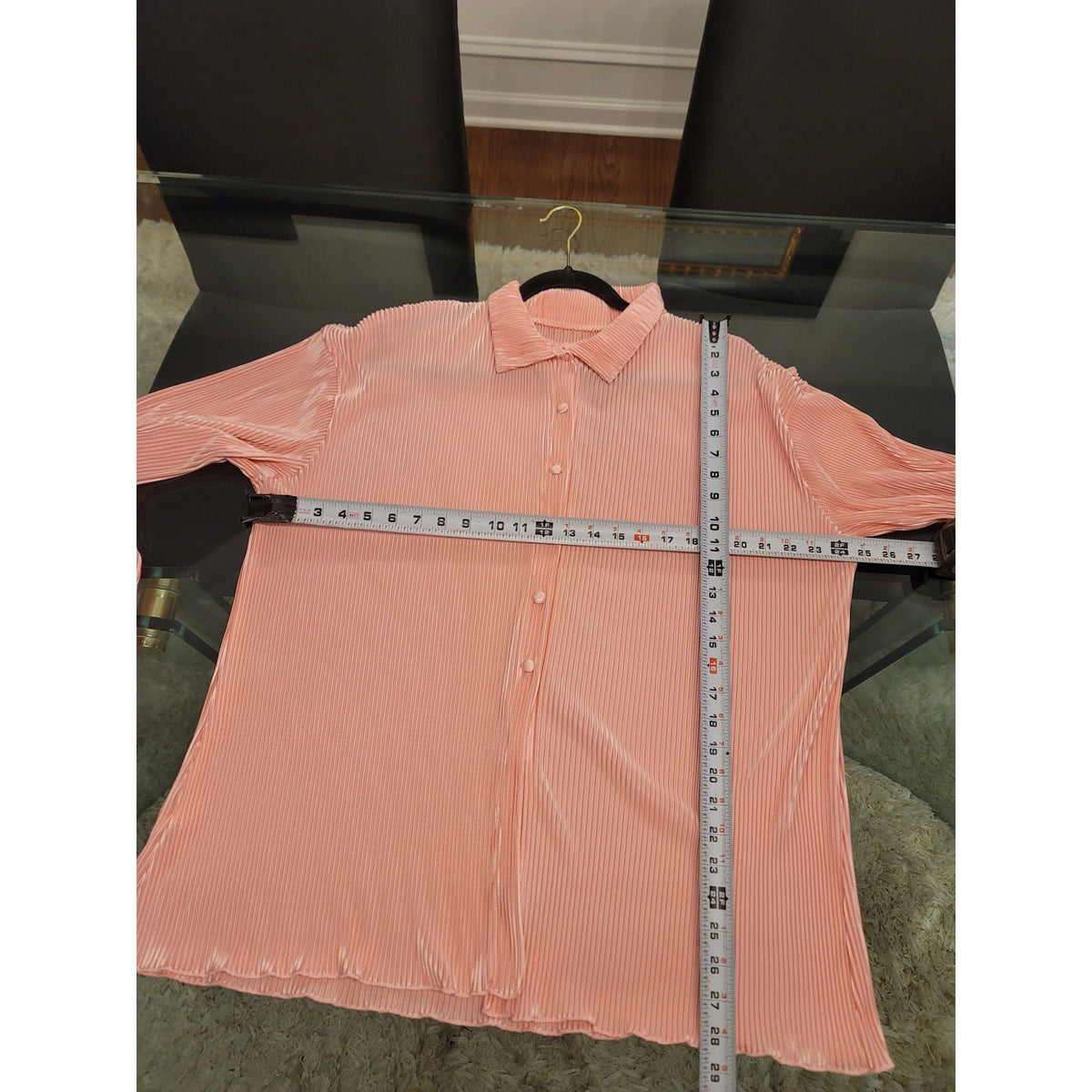 Lounge Set Women's SZ XL Pink Pleated Button Up Front Drop Shoulder Lettuce Hem