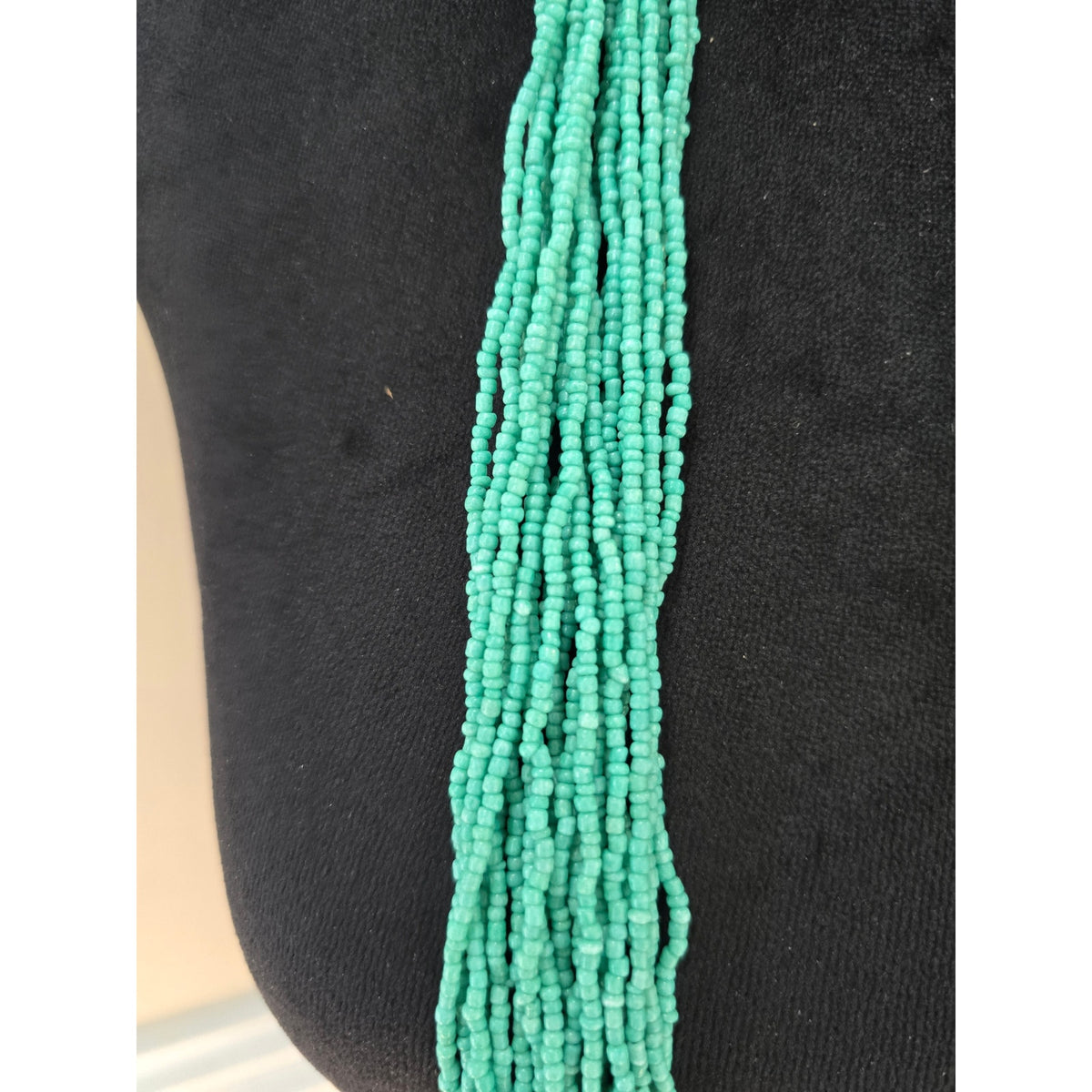 Turquoise Multi Strand Seed Bead Statement Necklace Boho Layered