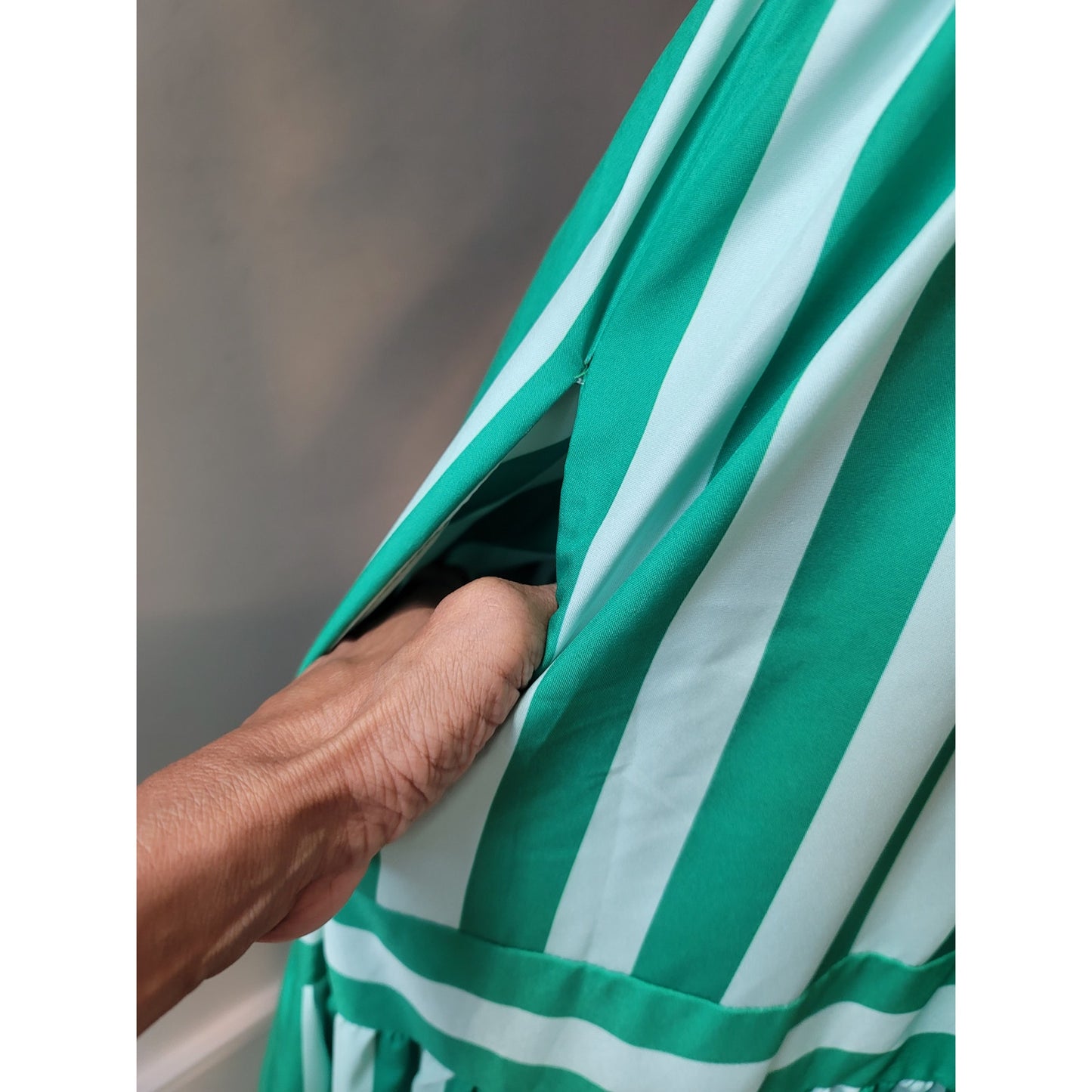 Boutique Maxi Dress Women Small Green White Striped Sleeveless Sundress