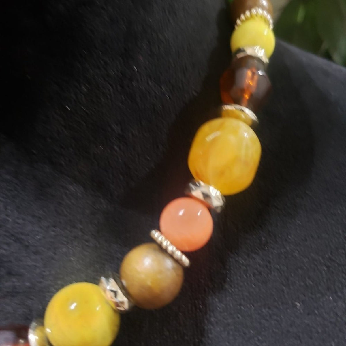 Women Multicolor Graduated Chunky Marble Pattern Beads Necklace Lobster Clasp