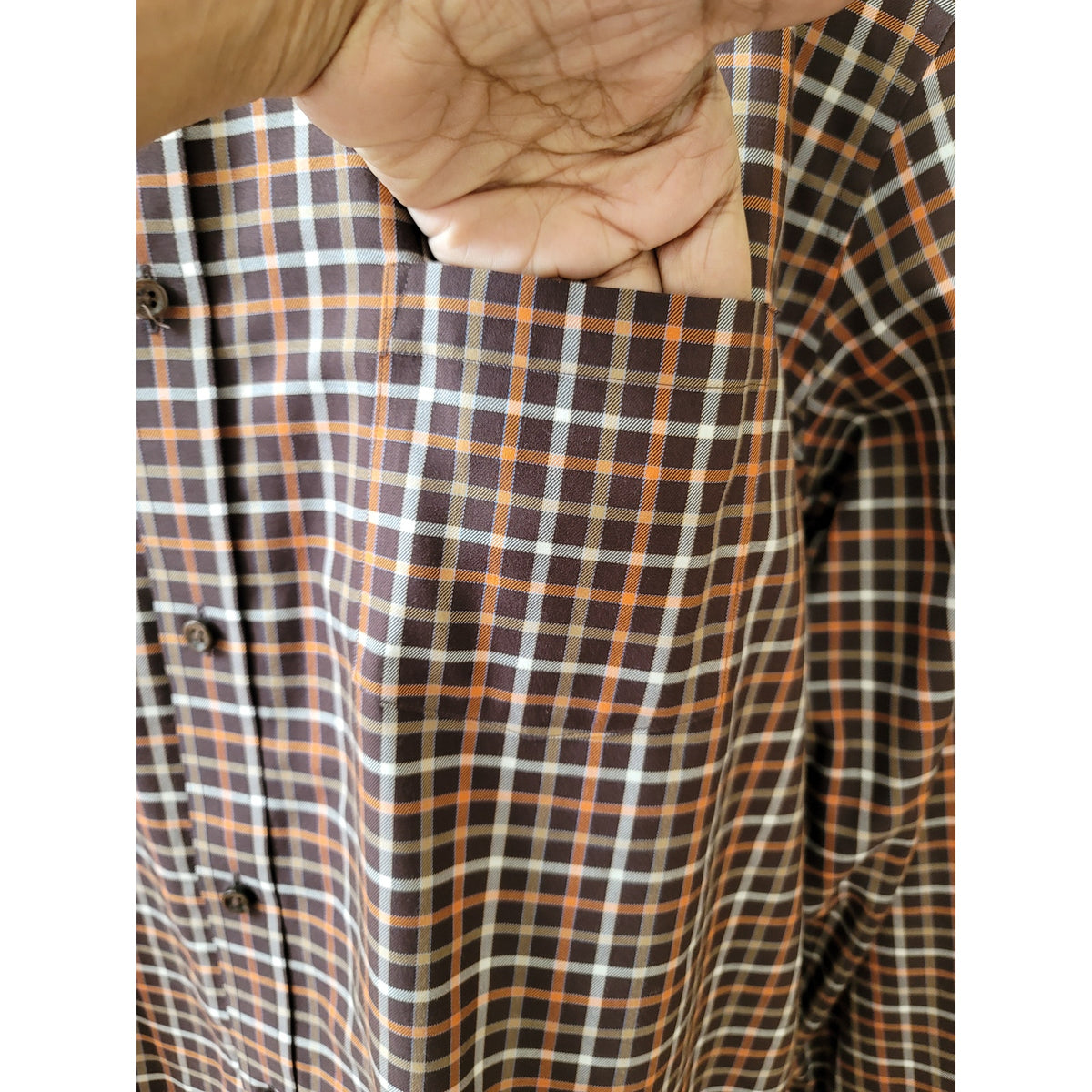 Neiman Marcus Button-Down Shirt Men's Size X-Large Brown 100% Cotton Long Sleeve