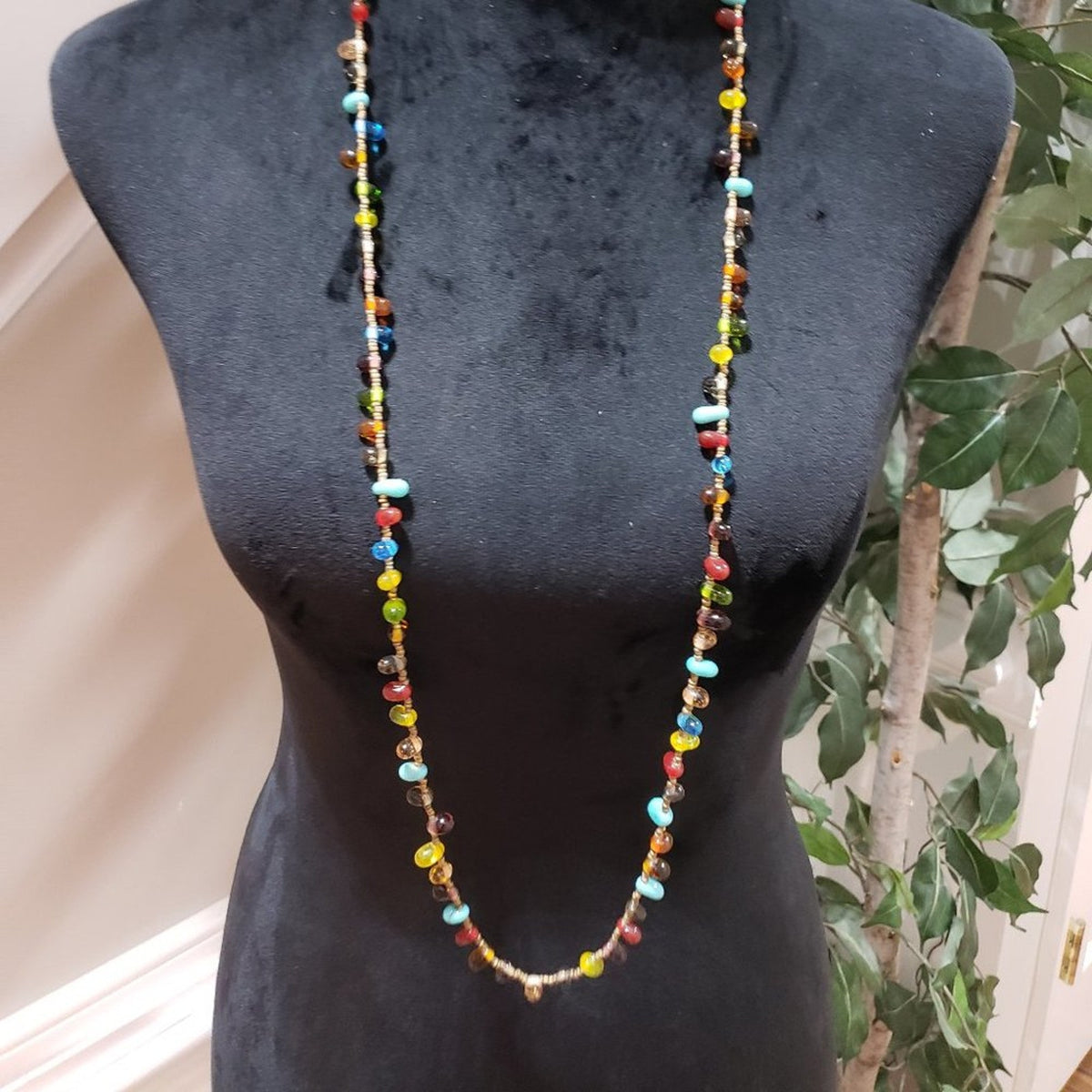 Womens Fashion Double Strand Multicolor Boho Style Beaded Elegant Necklace