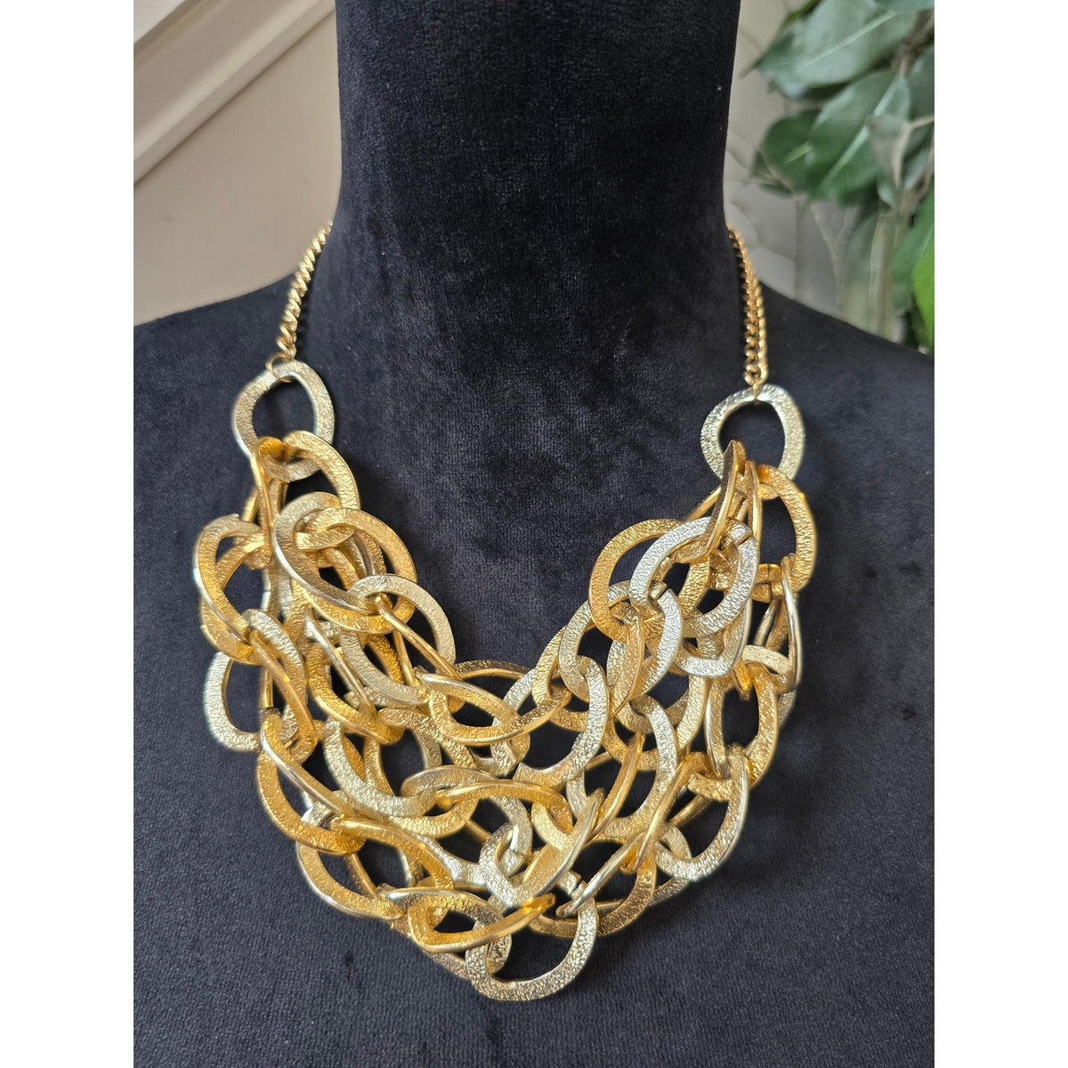 Gold Silver Multi Chain Statement Necklace