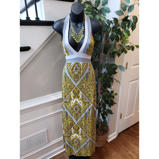 Wet Seal Long Maxi Dress Women's S Multi Adjustable Waist Halter Neck Sleeveless