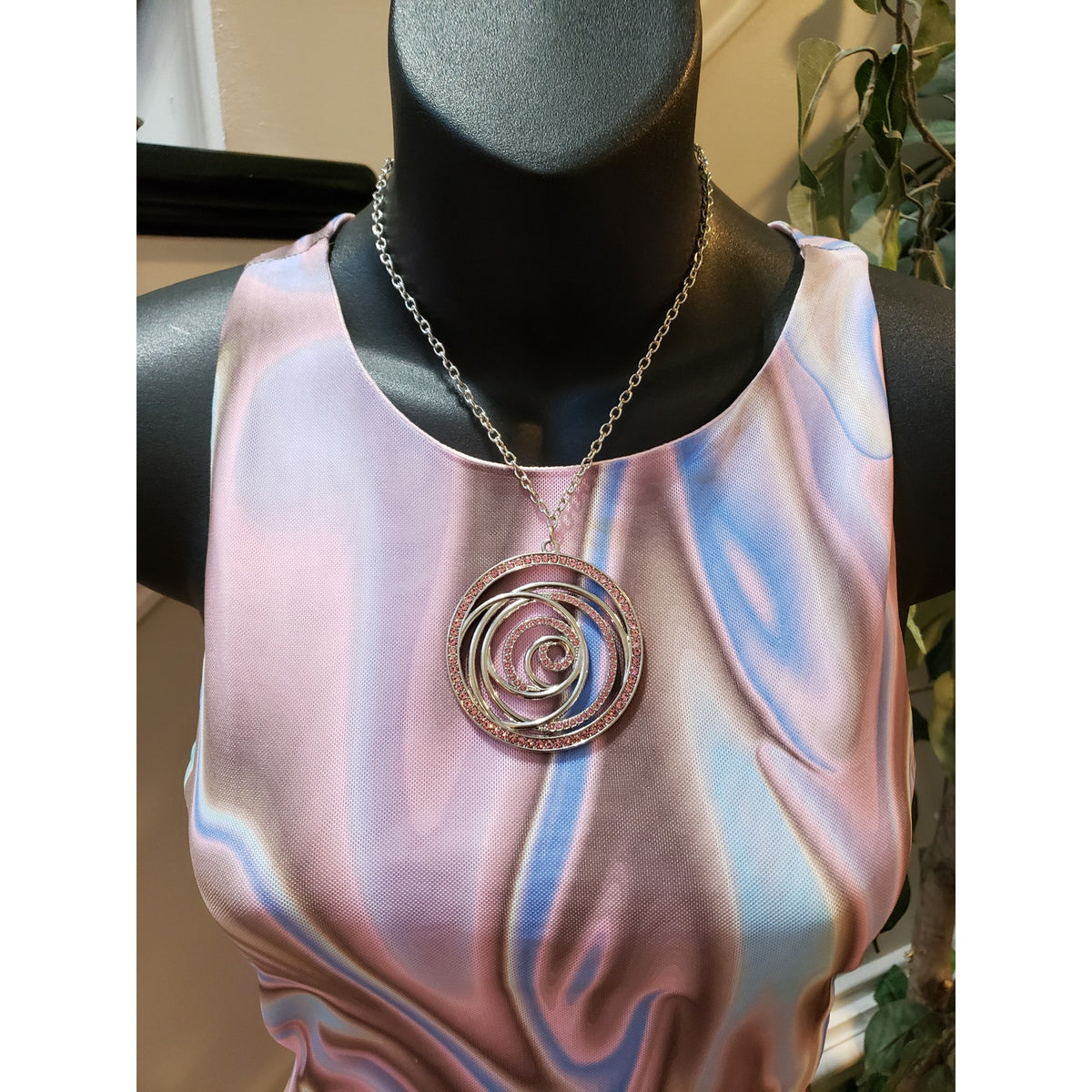 Tic Toc Dress Women Large Pink Multicolor Swirl Cutout Bodycon Sleeveless