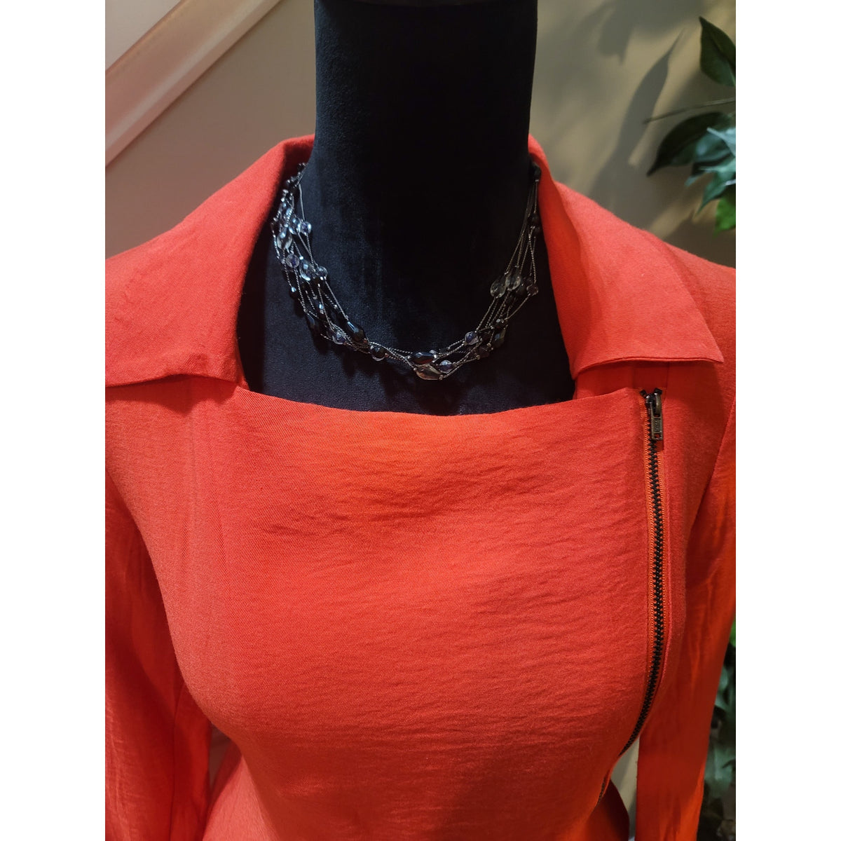 BCBGeneration Work Jacket Women's SZ XS Orange Asymmetric Zip Long Sleeve