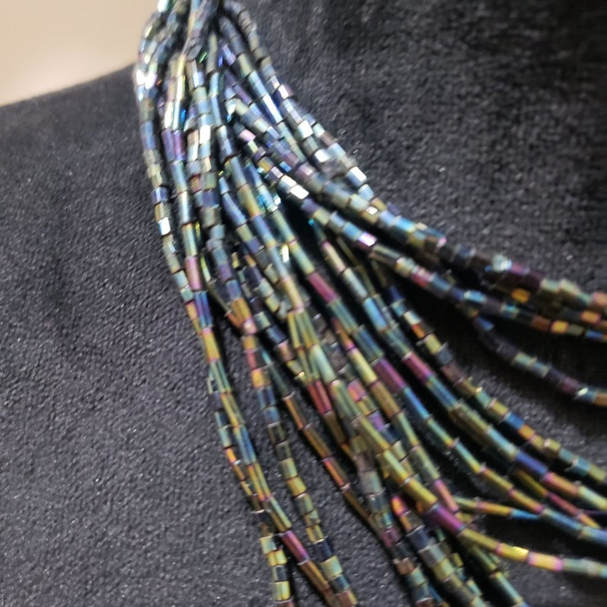 Womens Bohemian Style Multilayered Artificial Glass Beaded Choker Necklace