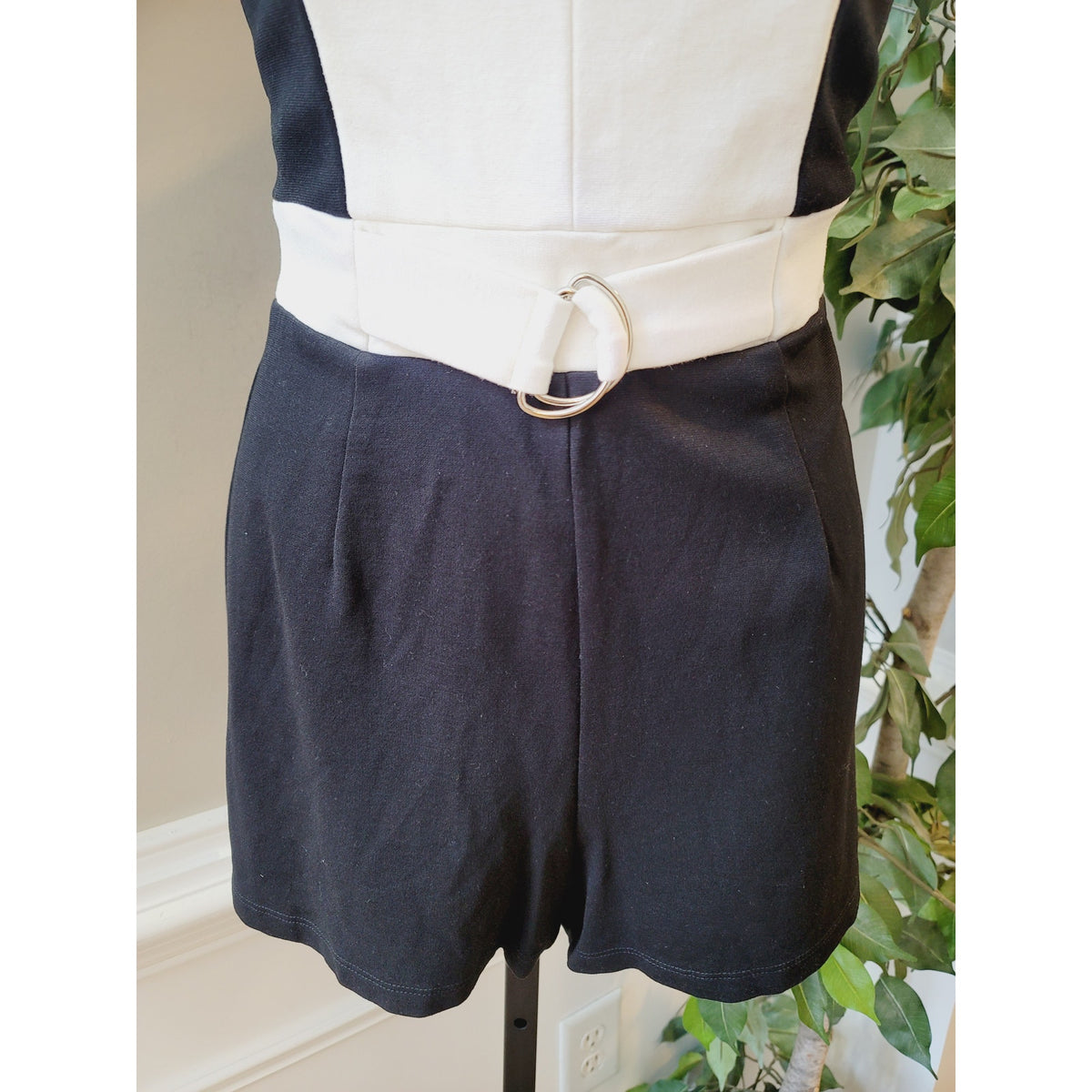 MYSTIC Jumpsuit Romper Women's Size Small Black White Casual Summer Outfit