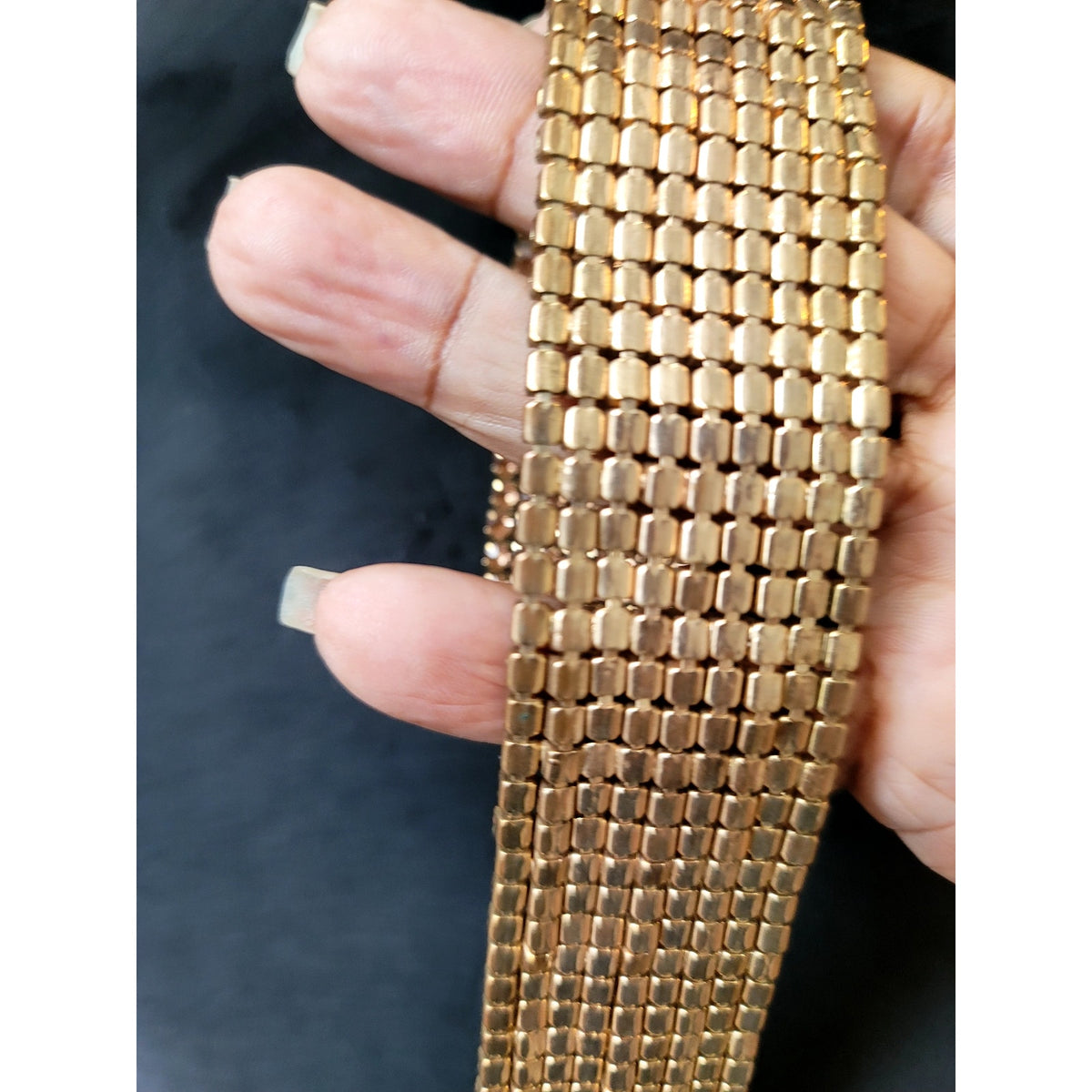 Wide Gold Tone Rhinestone Choker Necklace Sparkling Multi Row Statement Jewelry