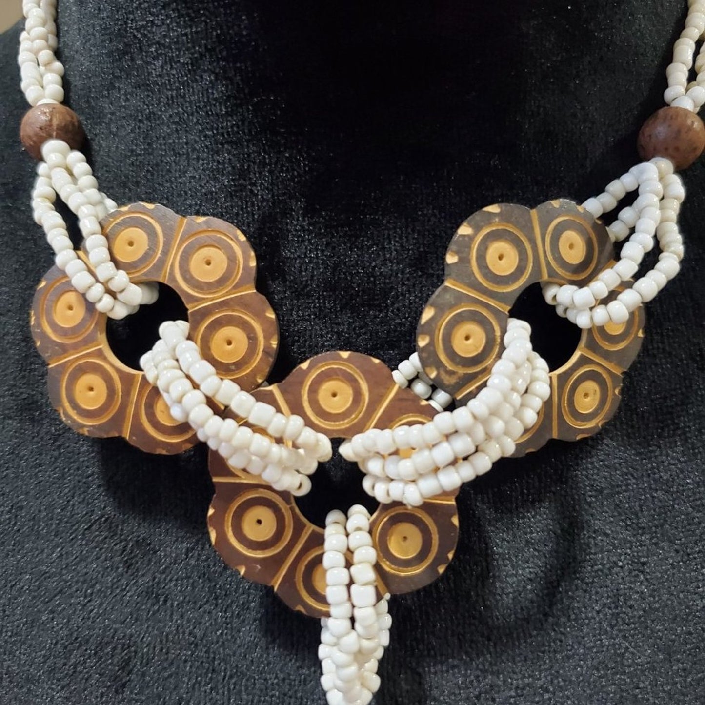 Womens Fashion White Beaded Boho Style Necklace Jewellery with Lobster Clasp