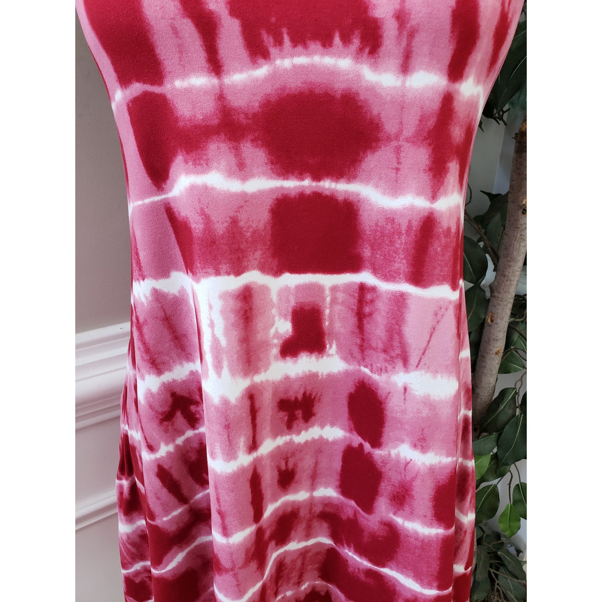 Kiwi & Punch Fit & Flare Dress Womens Size M Pink & White Round Neck Sleeveless