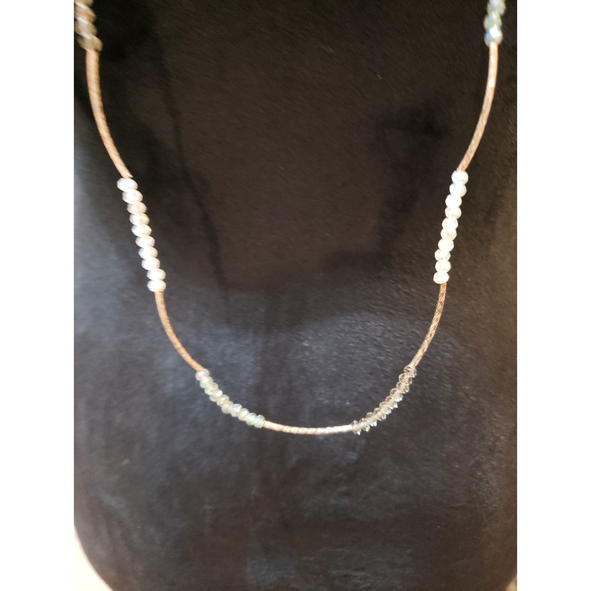 Women Fashion Aurora Borealis Crystal Beads Tubes Long Necklace Jewelry Stretchy
