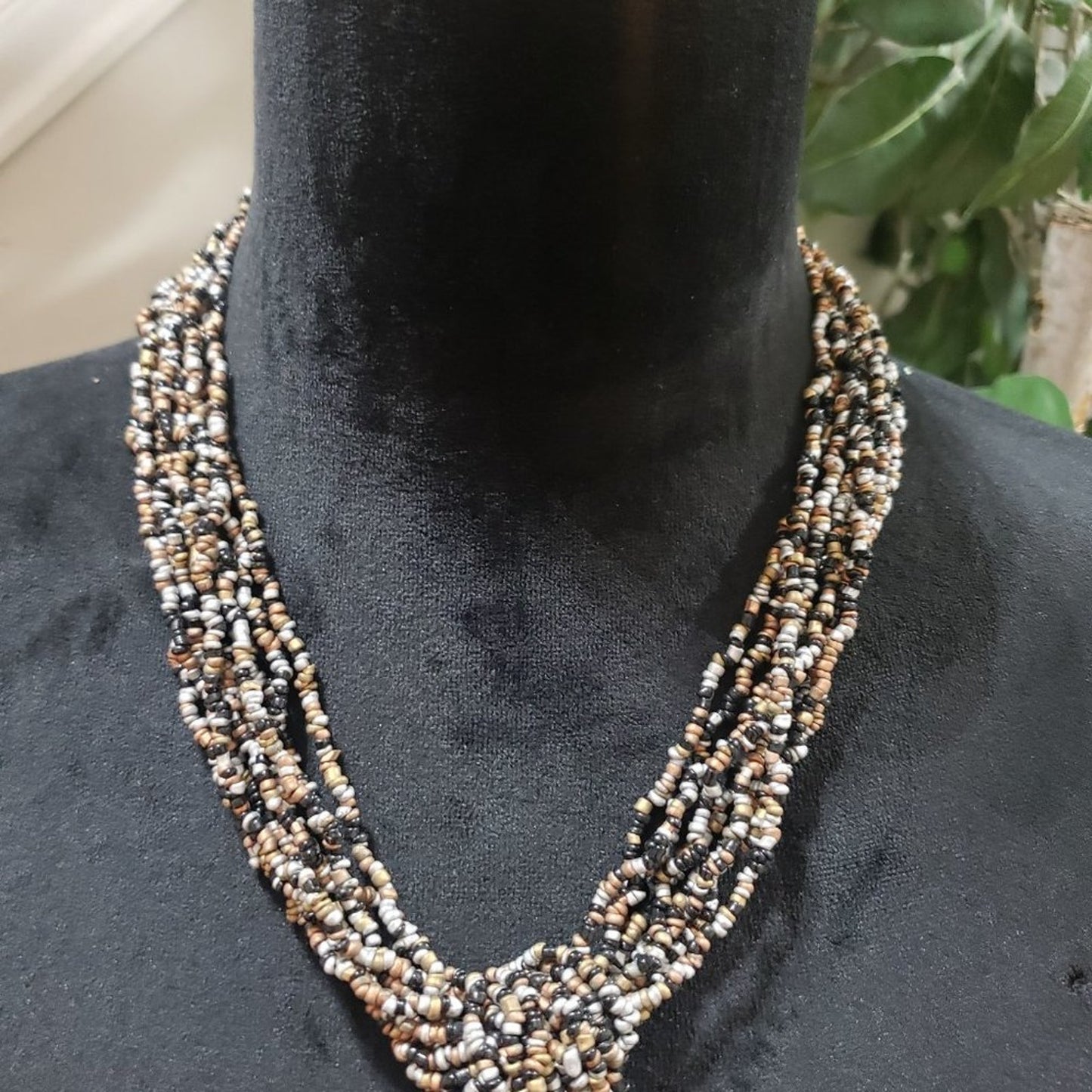 Womens Fashion Multi Strand Multicolor Glass Seed Beaded Choker Necklace