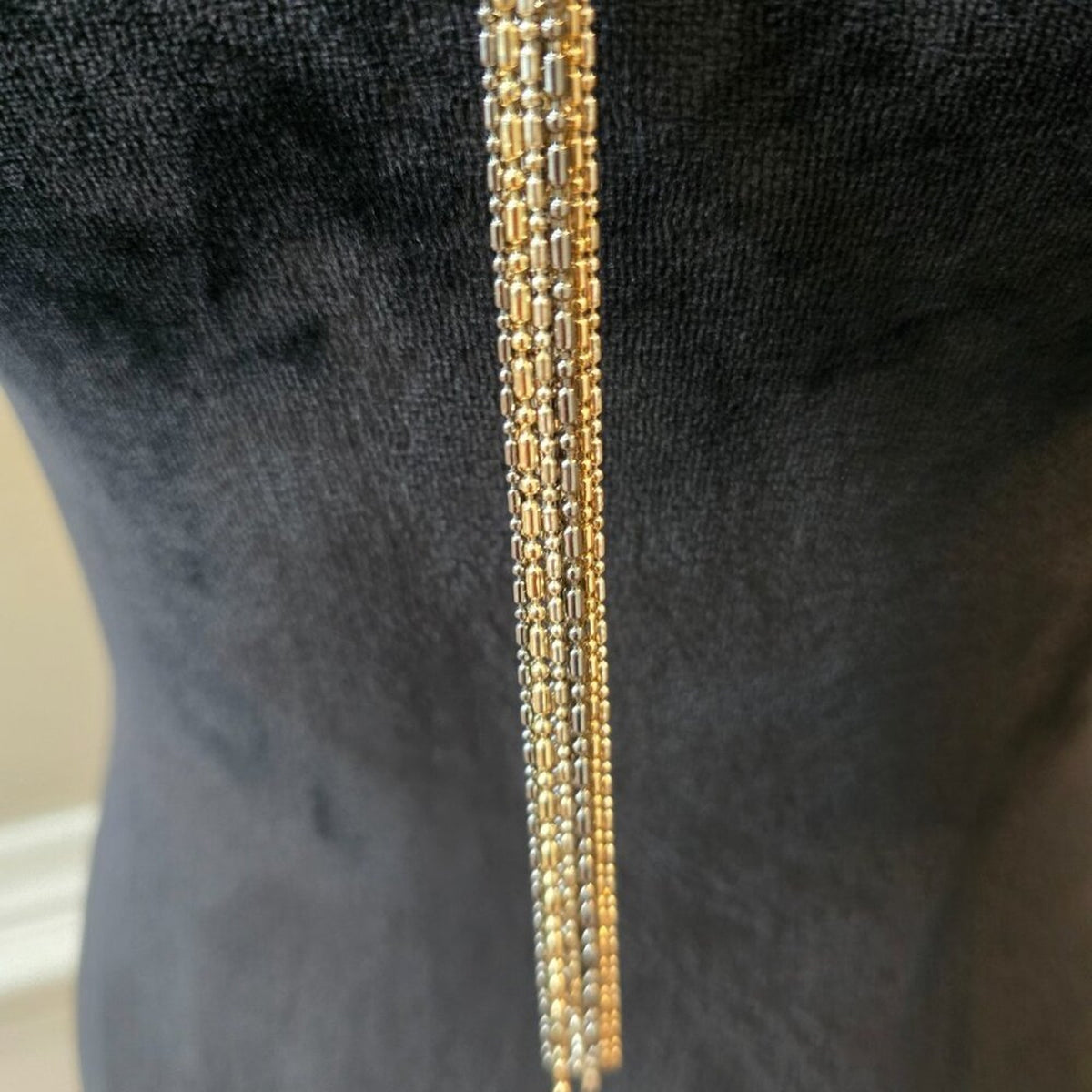 Womens Gold Tone  Multi Strand Tassel Long Chains Y-Shape Necklace with Lobster