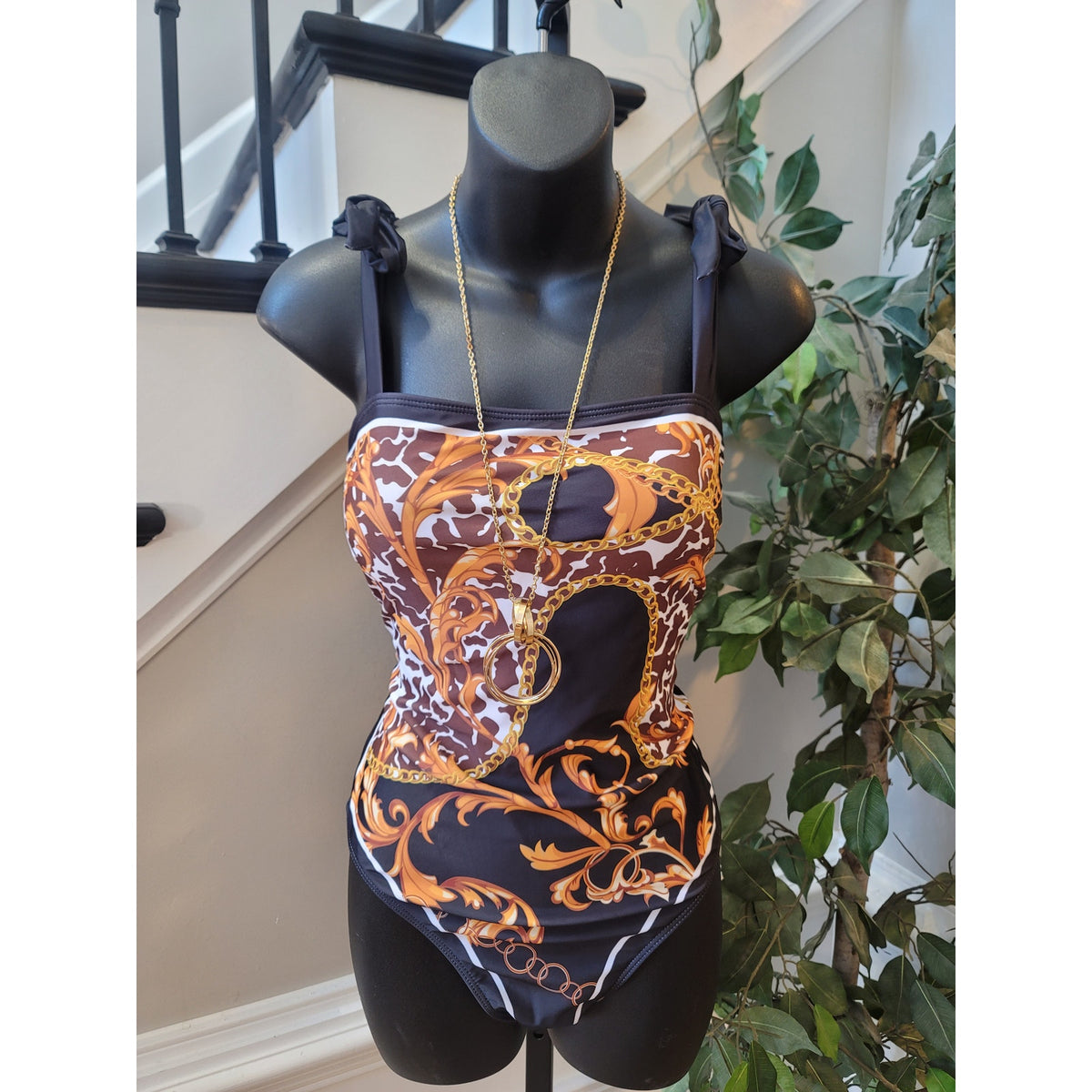 Swimsuit Set Women's Large Multicolor Paisley Mesh Coverup Skirt Padded Bra