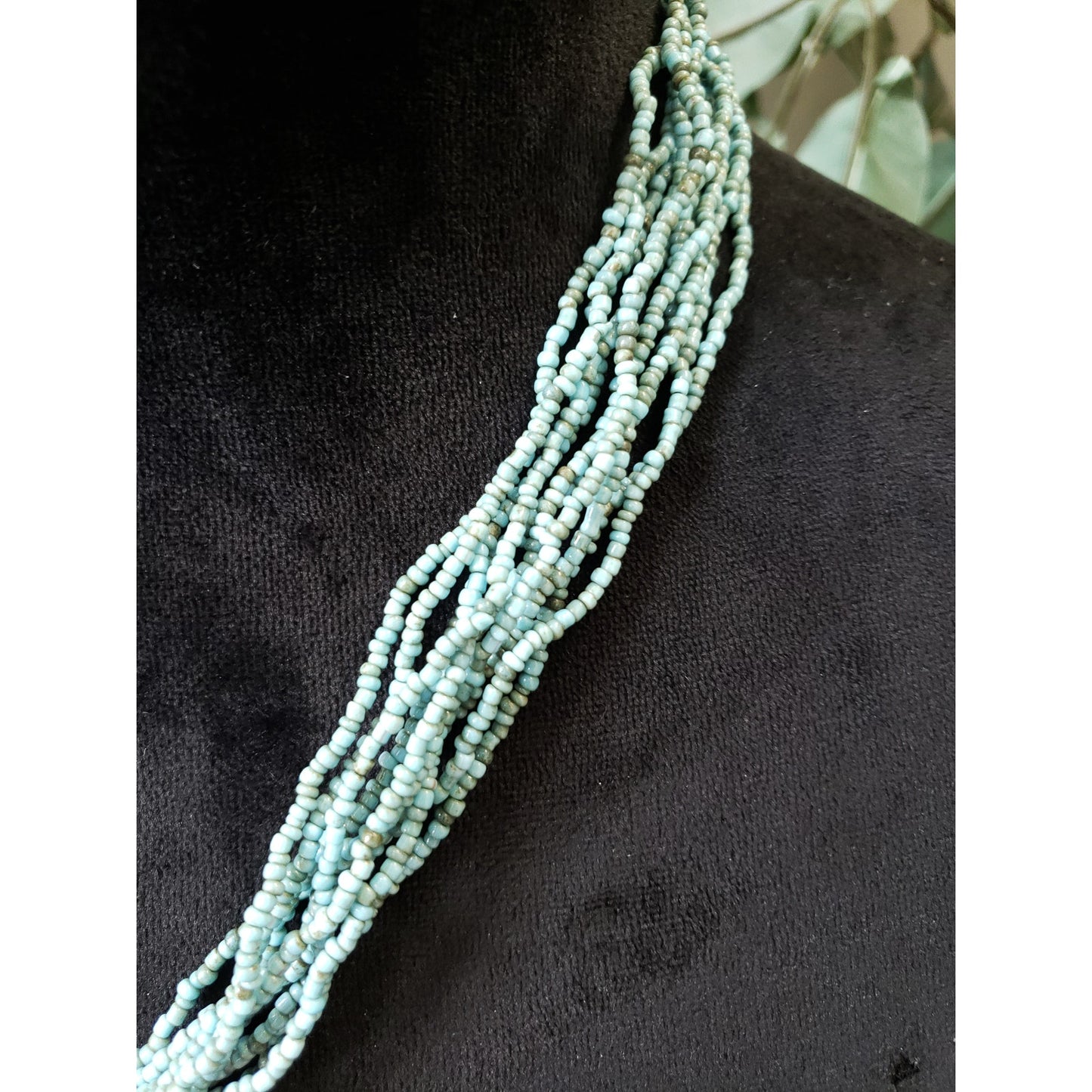 Womens Layered Turquoise Seed Beads Chain Coral Chips in Enamel Pendant Necklace