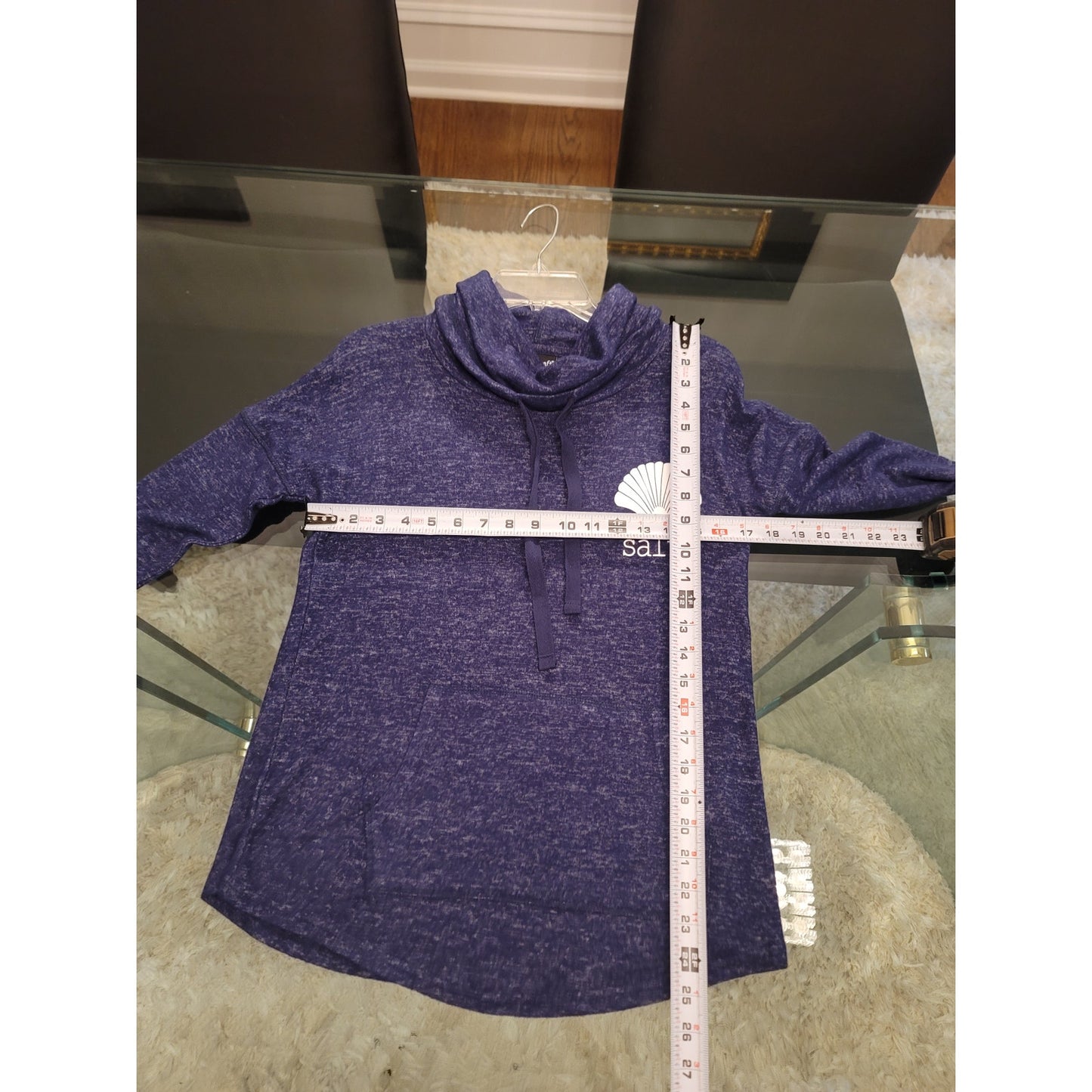 Boxercraft Pullover Hoodie Women XS Blue Long Sleeve Cowl Neck Pocket Lounge