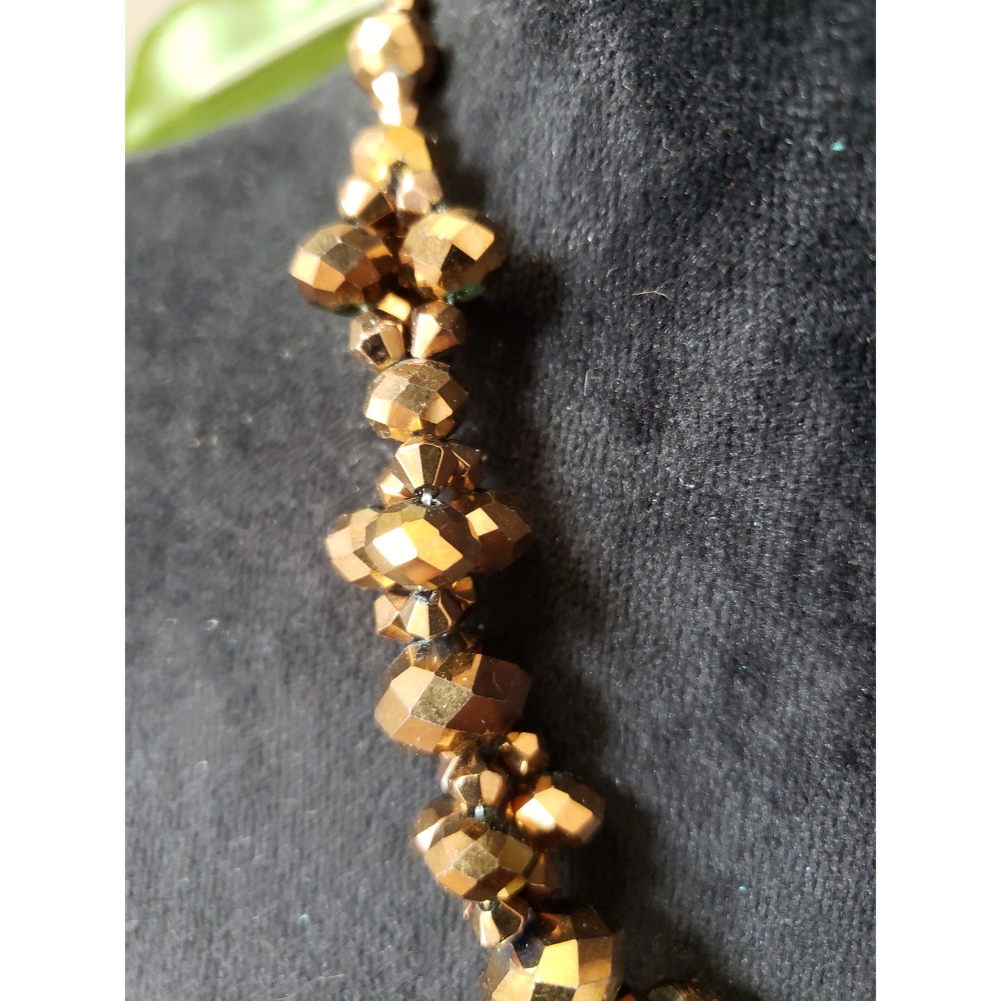 Women Fashion Chunky Gold Tone Faceted Glass Beaded Cluster Bib Necklace Jewelry