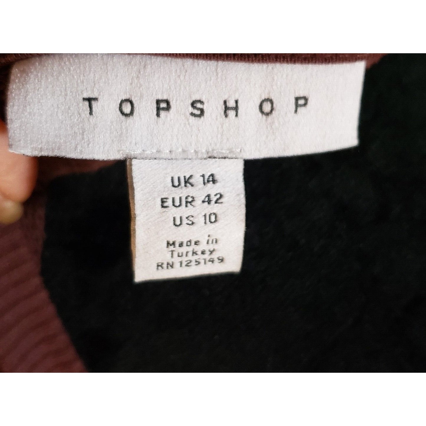 Topshop Womens Brown Cotton Belted Round Neck Long Sleeve Knit Sweater Dress 10