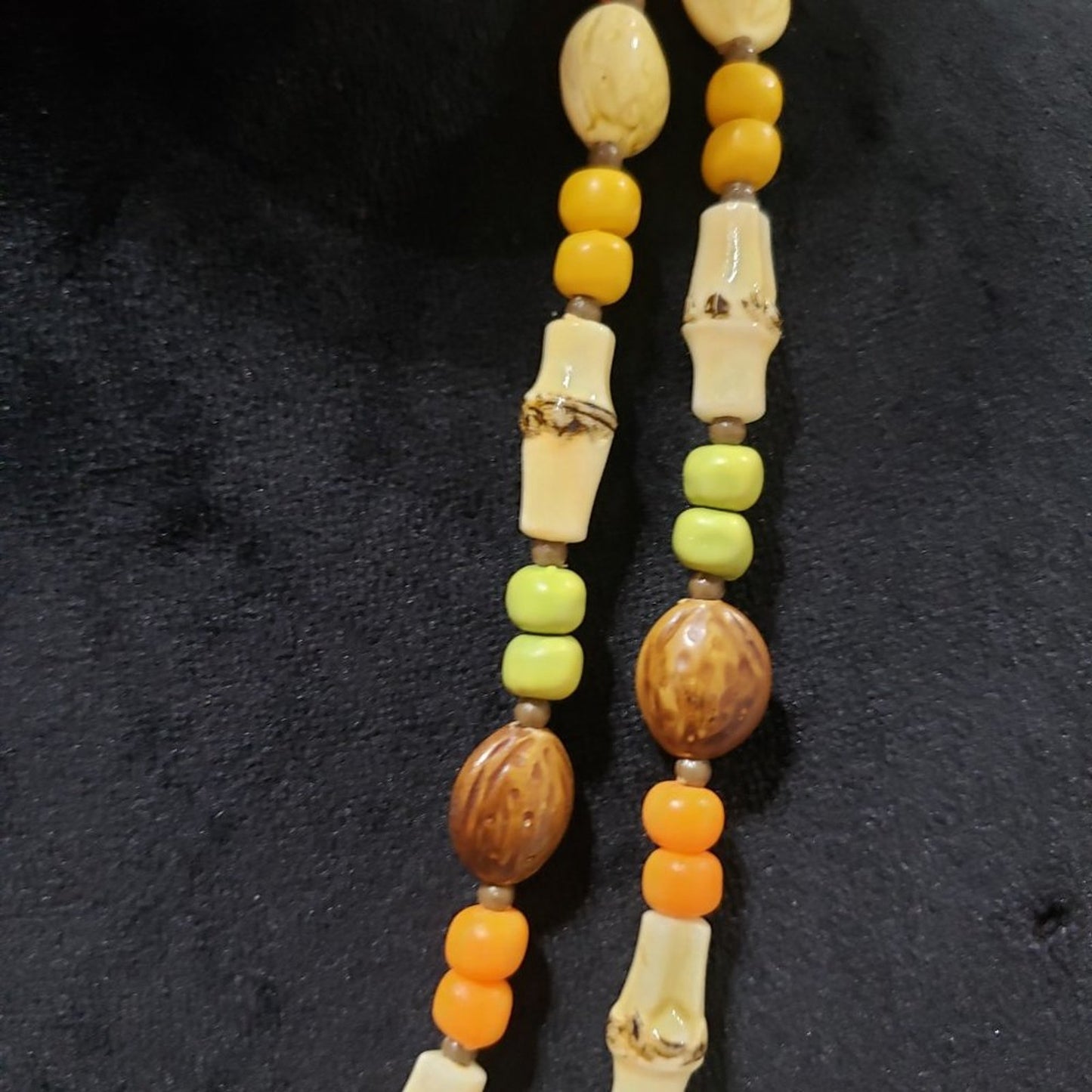 Women Fashion Double Strand Boho Style Old Mix Color African Glass Bead Necklace
