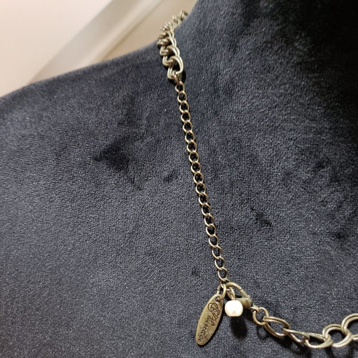 Plunder Women Fashion Bead Dangle Pearl Clear Crystal Necklace W/ Lobster Clasp