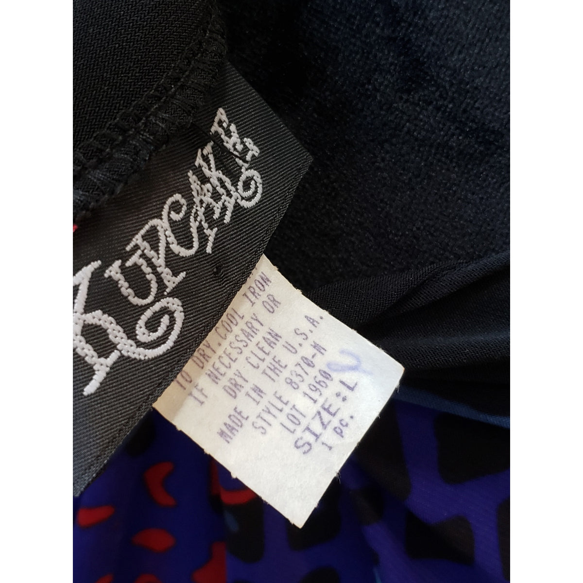Kupcake Shift Dress Women's Size Large Blue Black Round Neck Long Sleeve