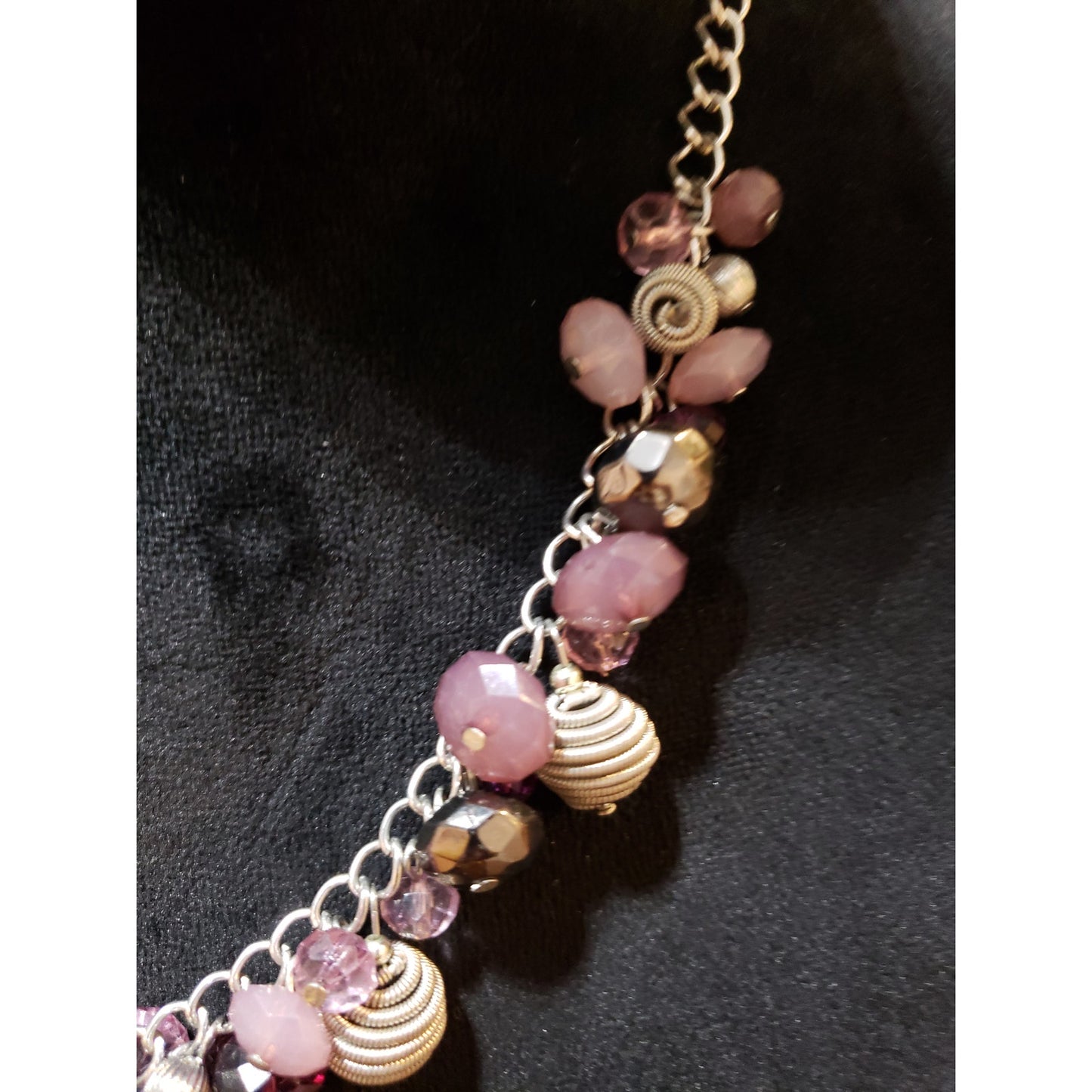 Womens Fashion Gold Tone Multi Acrylic Metal Ball Beads Cluster Necklace Jewelry