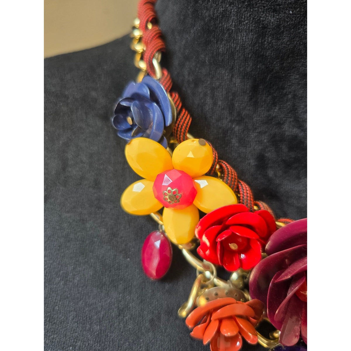 Multicolor Chunky Floral Statement Necklace