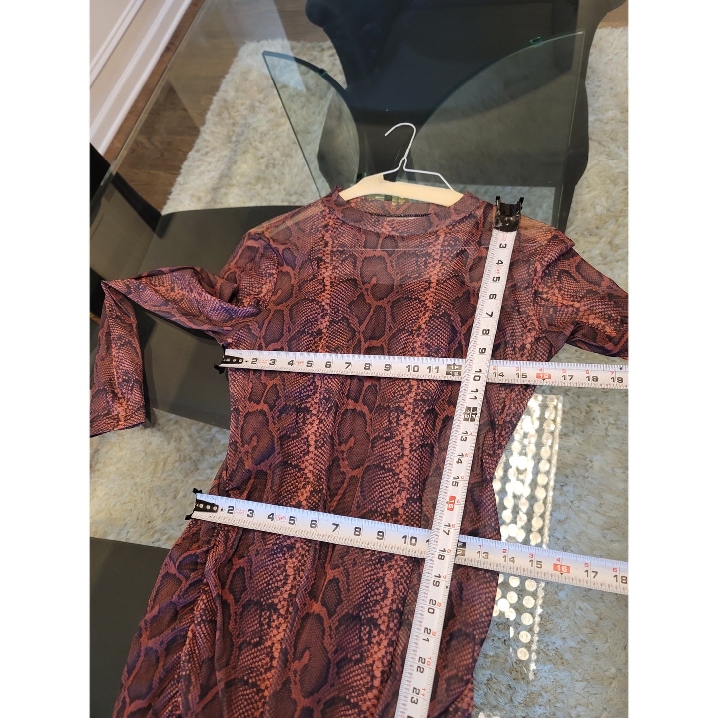 Bodycon Dress Women XL Purple Snake Print Mock Neck Long Sleeve Ruched